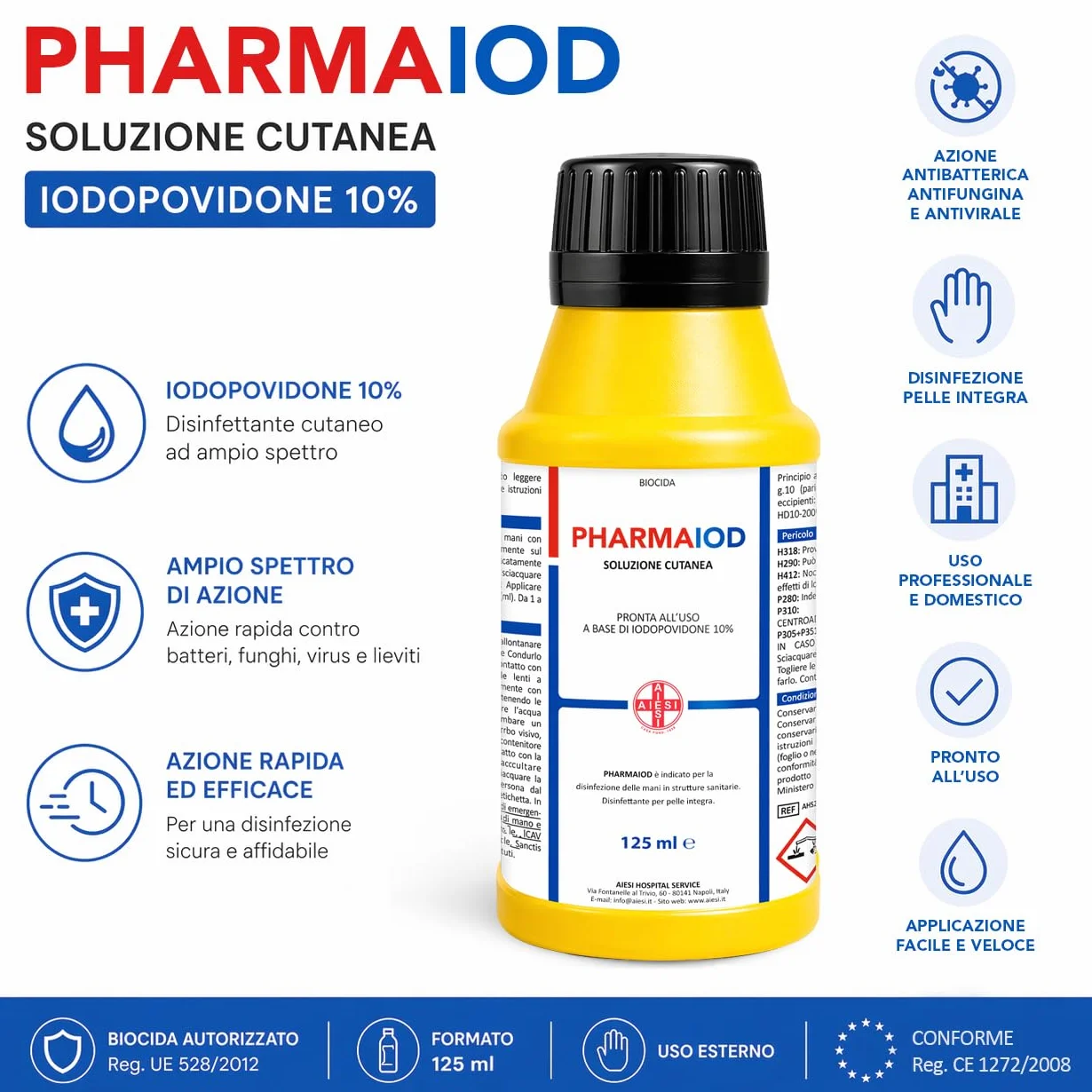 AIESI Disinfettante Iodopovidone 10% 125 ml PHARMAIOD