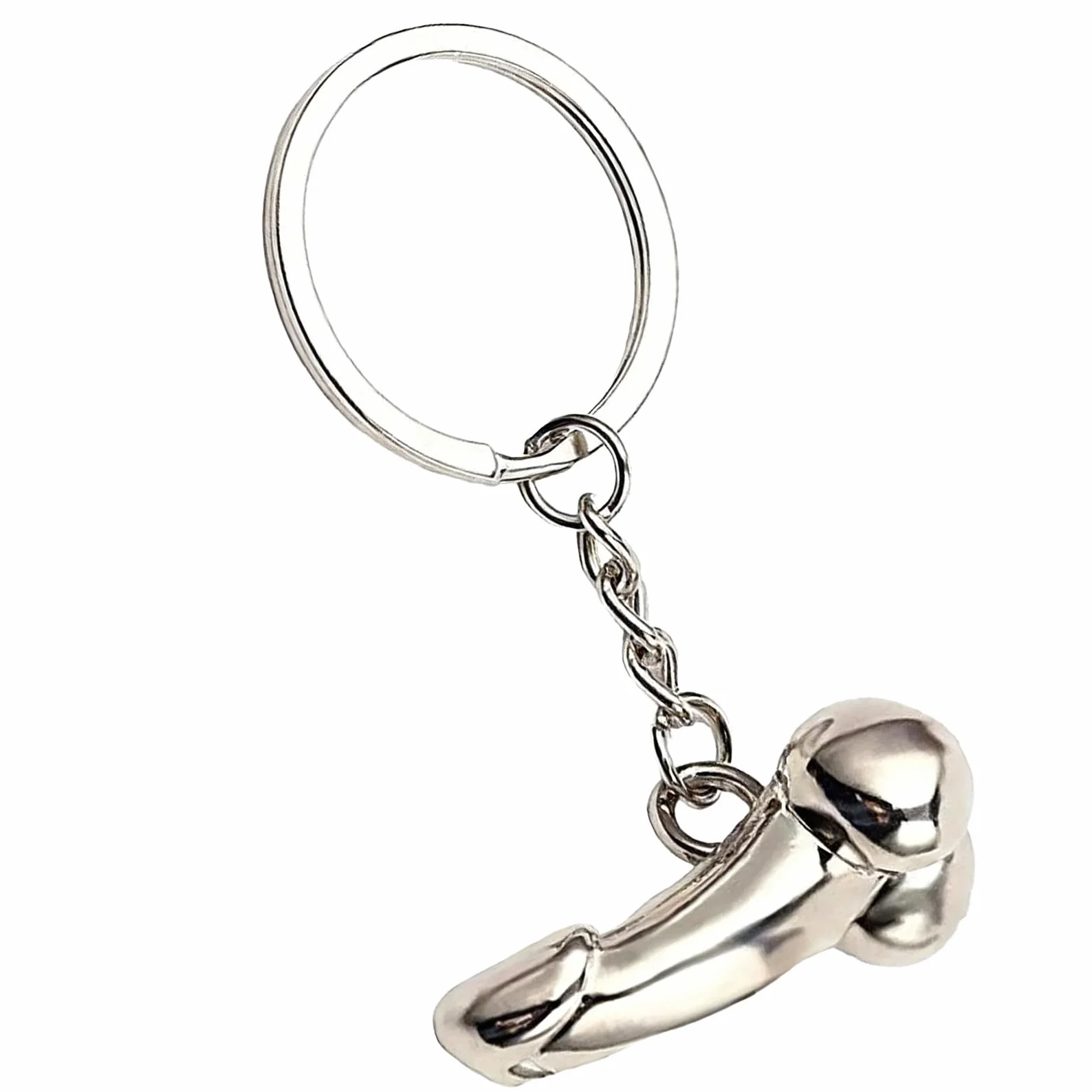 Portachiavi a forma di pene, ciondolo in metallo a forma di pene, divertente Phallus Willy, piccolo testicolo, articolo erotico, idea regalo per JGA addio al nubilato