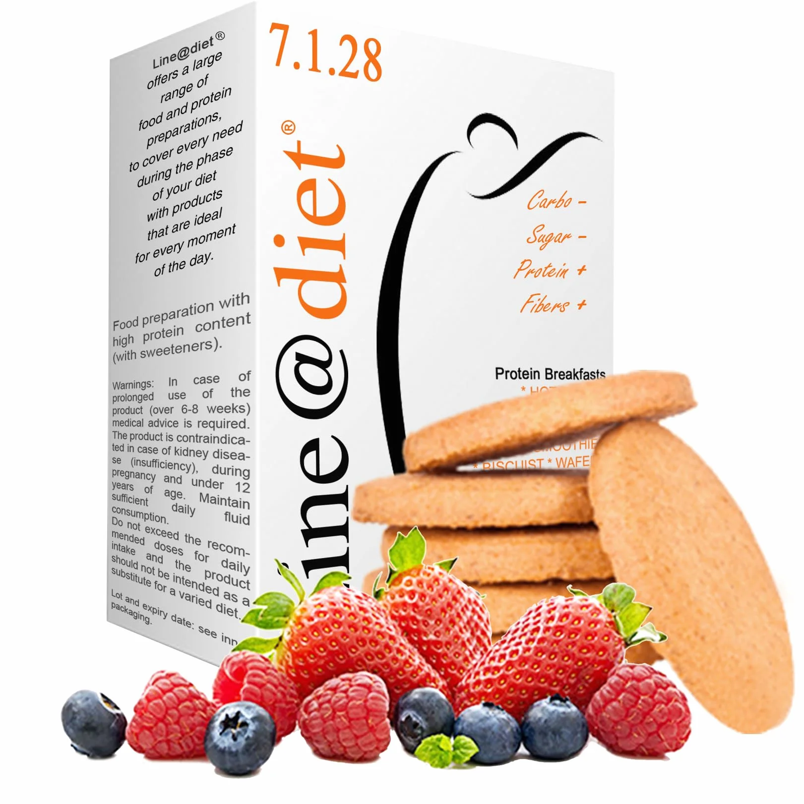 Biscotti proteici Lineadiet - 7 monoporzioni di biscotti gusto frutti rossi - 30% proteine, ridotto contenuto di carboidrati e zuccheri (35 biscotti totali)