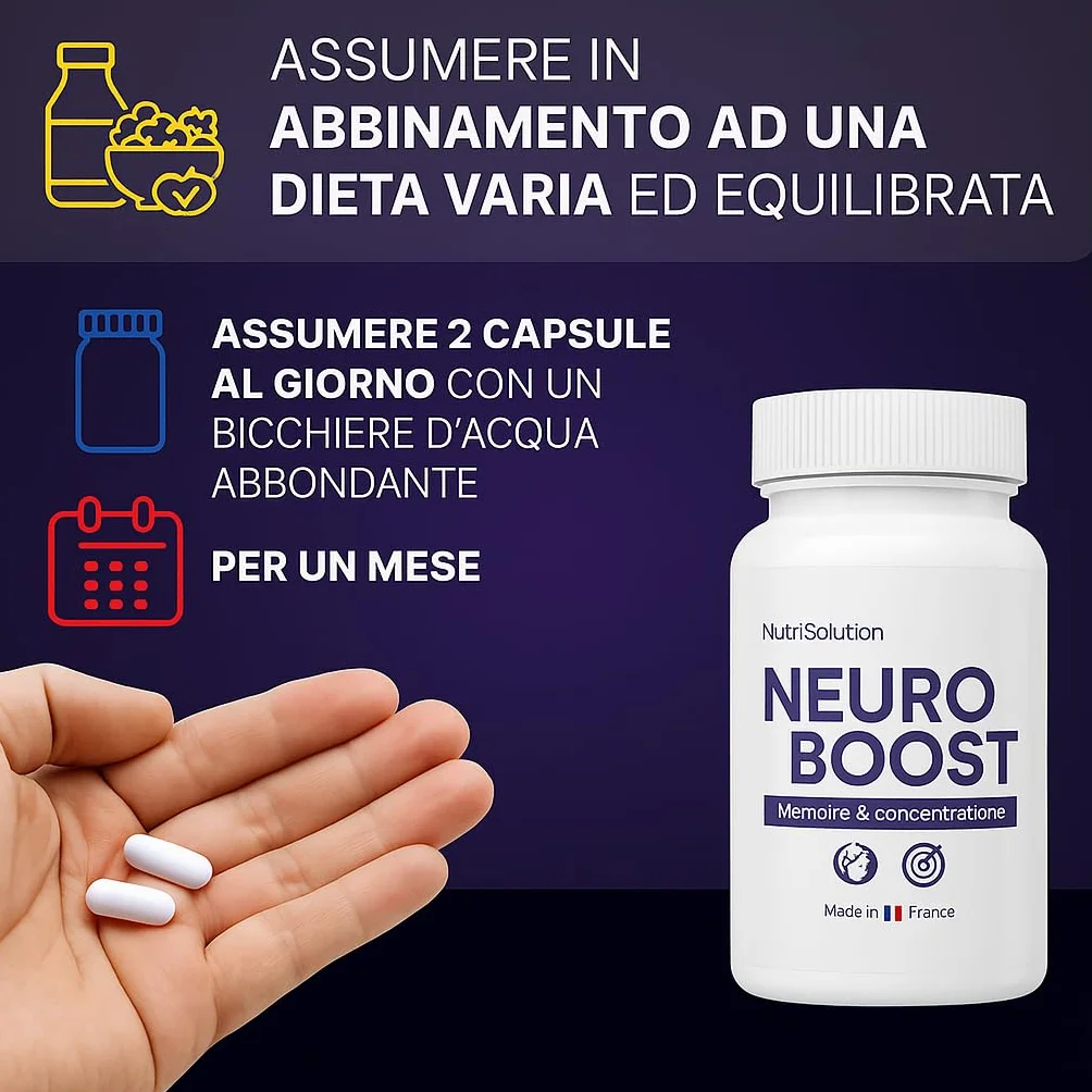 NeuroBoost Integratore Supporto Cognitivo Ginkgo Biloba Vitamina B12 60 Capsule Vegane