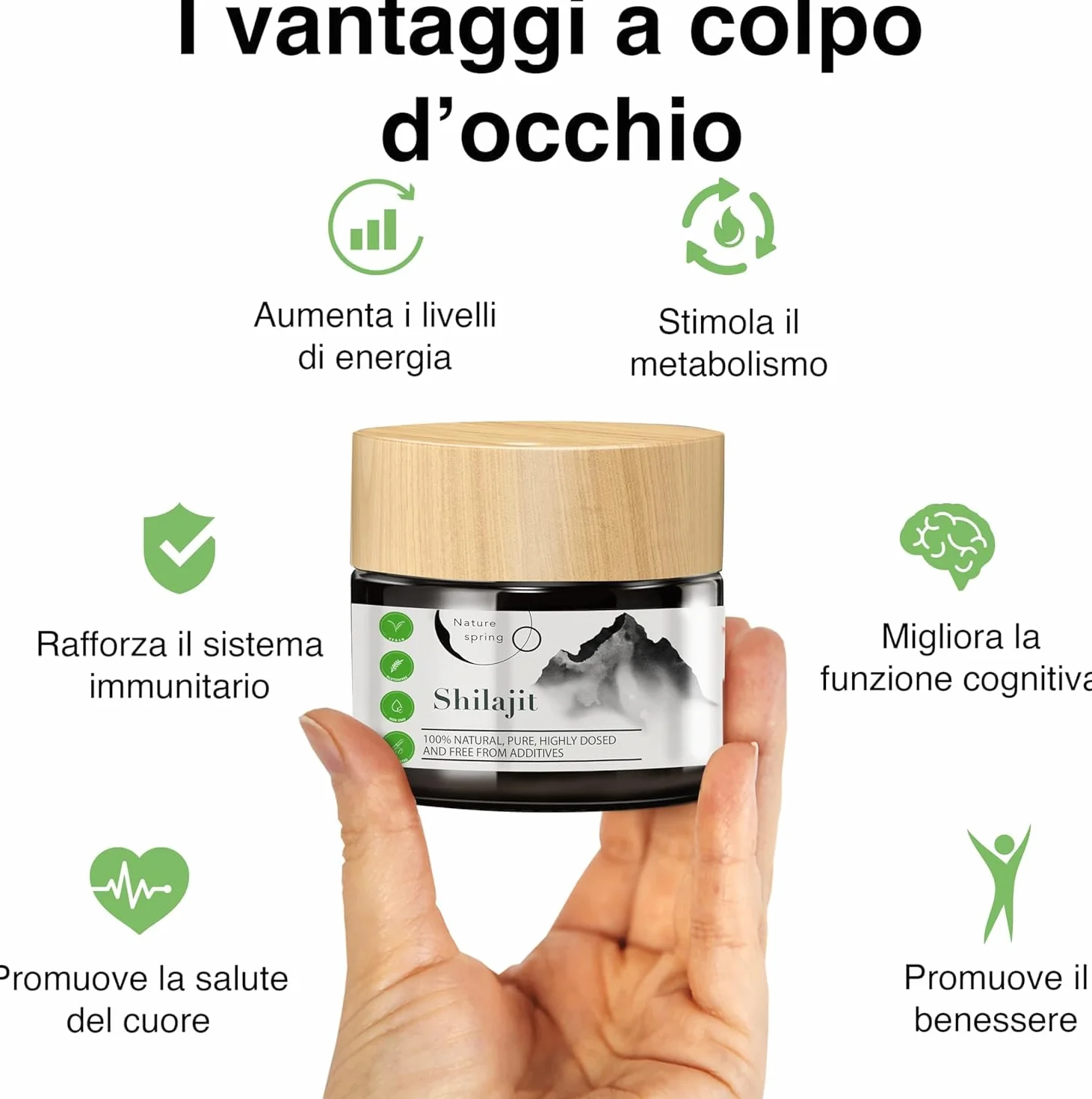 Shilajit Puro Himalayano Originale Mumijo | Premium +2 Mesi | Fonte Himalayana ad Alta Potenza con Acido Fulvico | Acido Umico e Oligoelementi | Per Sostenere il Sistema Immunitario e l'Energia