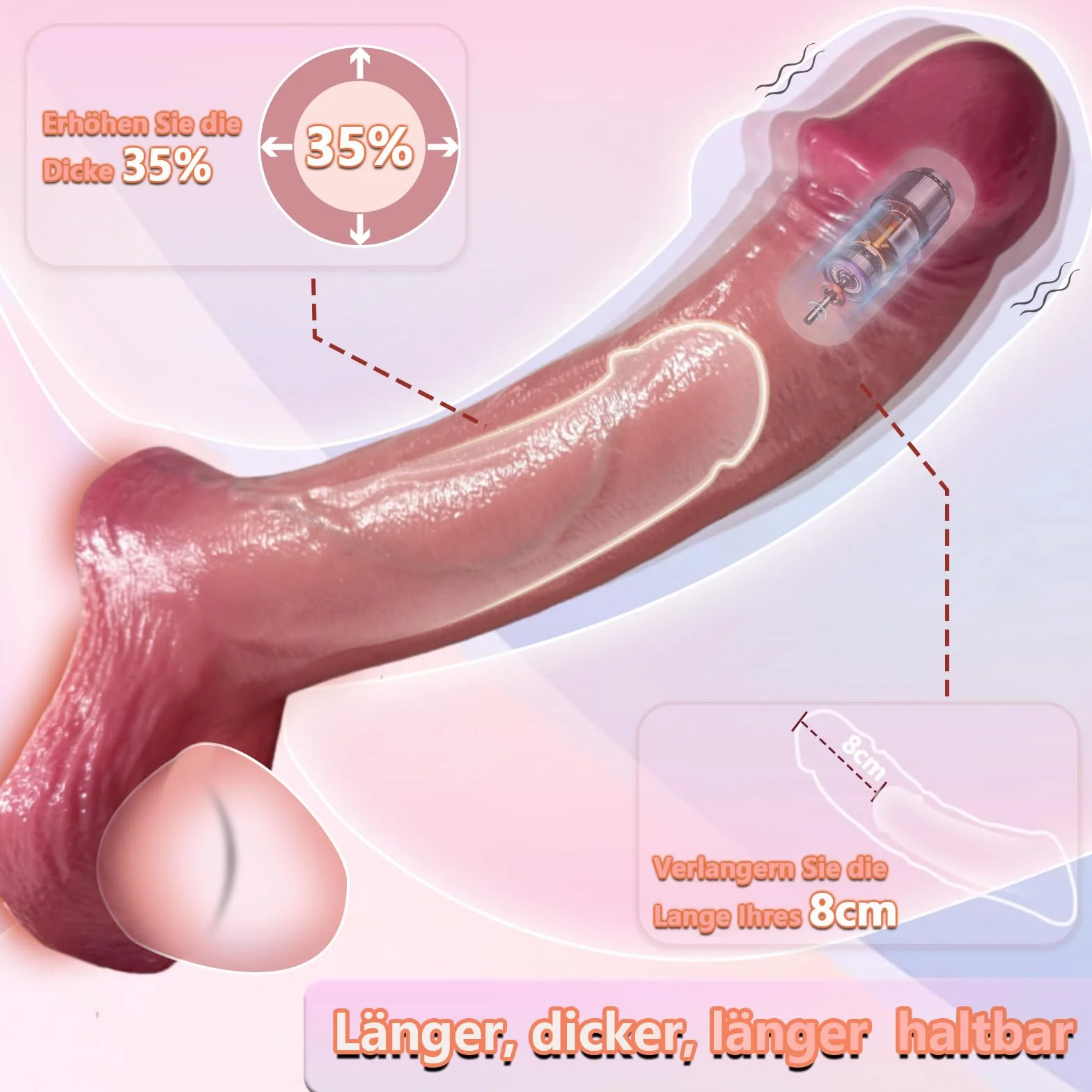 Guaina Pene Vibratore Sex Toys per Uomini Anello Testicoli 9 Modalità Dildo Realistico Allungamento Pene
