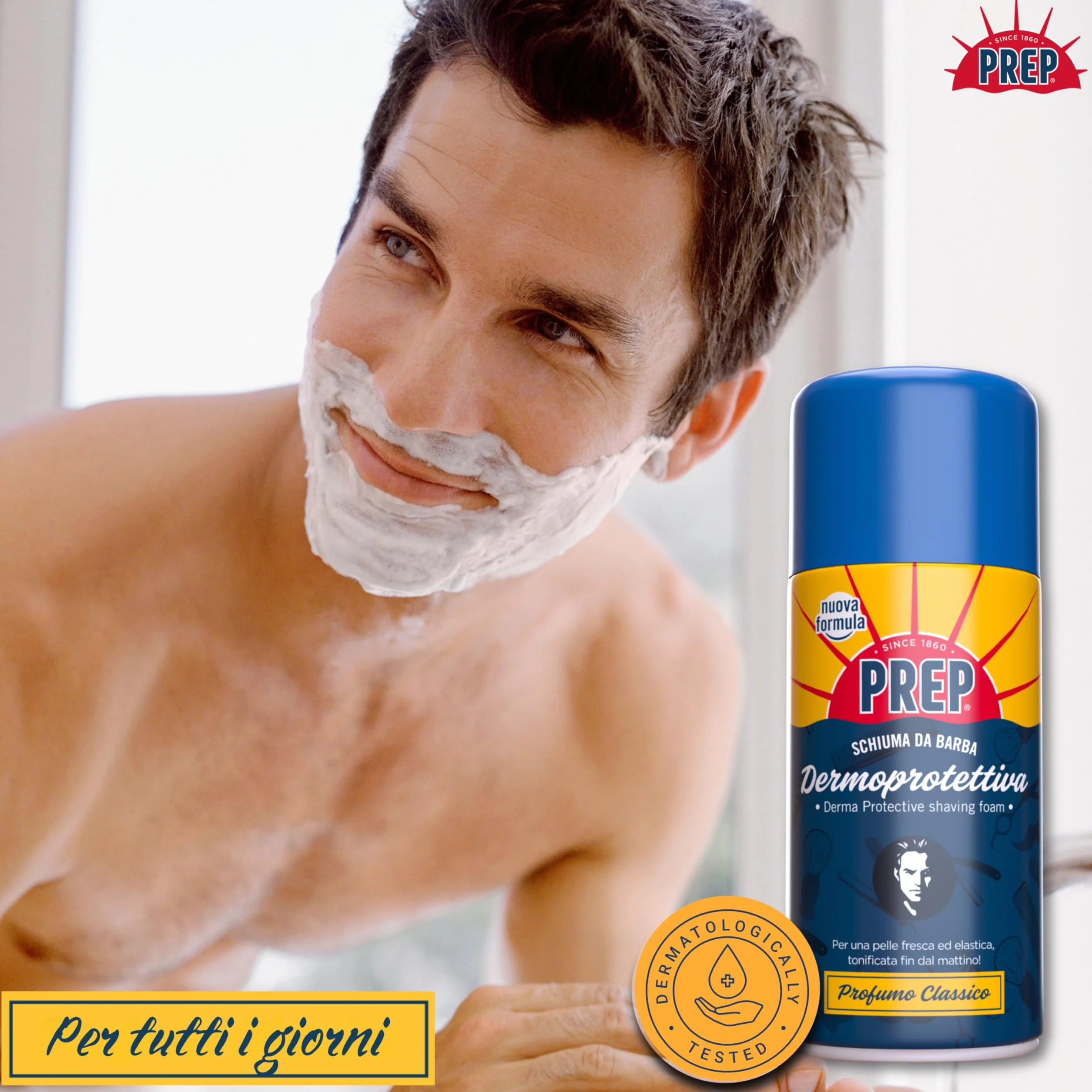 Schiuma da Barba Dermoprotettiva 2x50ml, Rasatura Facile e Perfetta