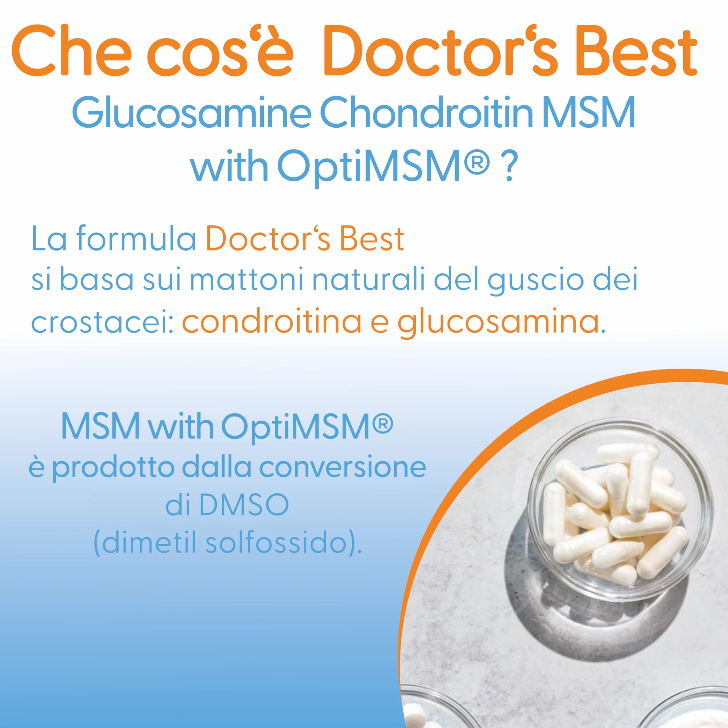 Doctor's Best, Glucosamina-Condroitina MSM, con OptiMSM, 360 Capsule, Testato in Laboratorio, Senza Soia, Senza Glutine, Non OGM