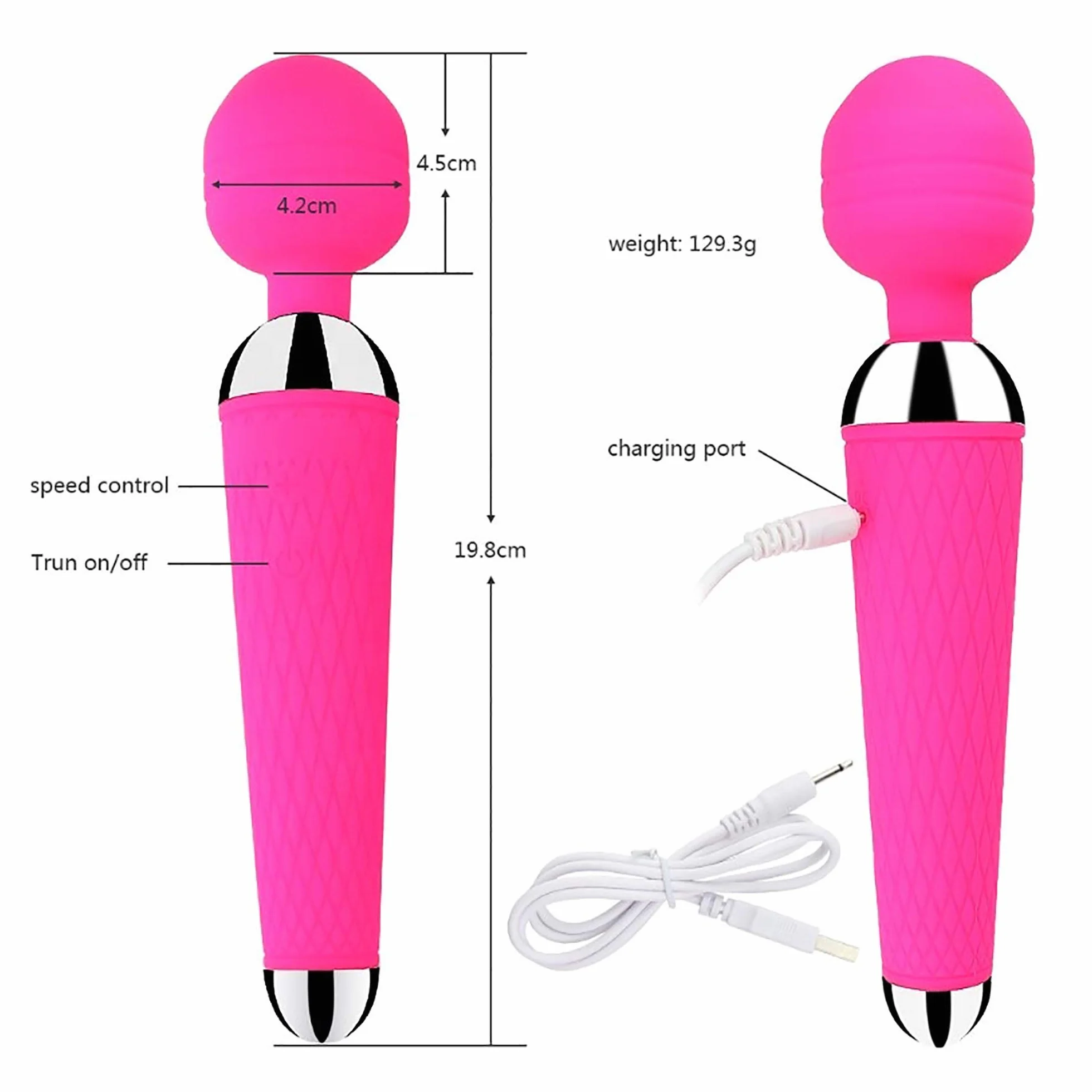 MASSAGGIATORE CLITORIDE VIBRATORE VAGINALE ANALE DILDO DONNA VIBRANTE 20CM J75 (Viola)