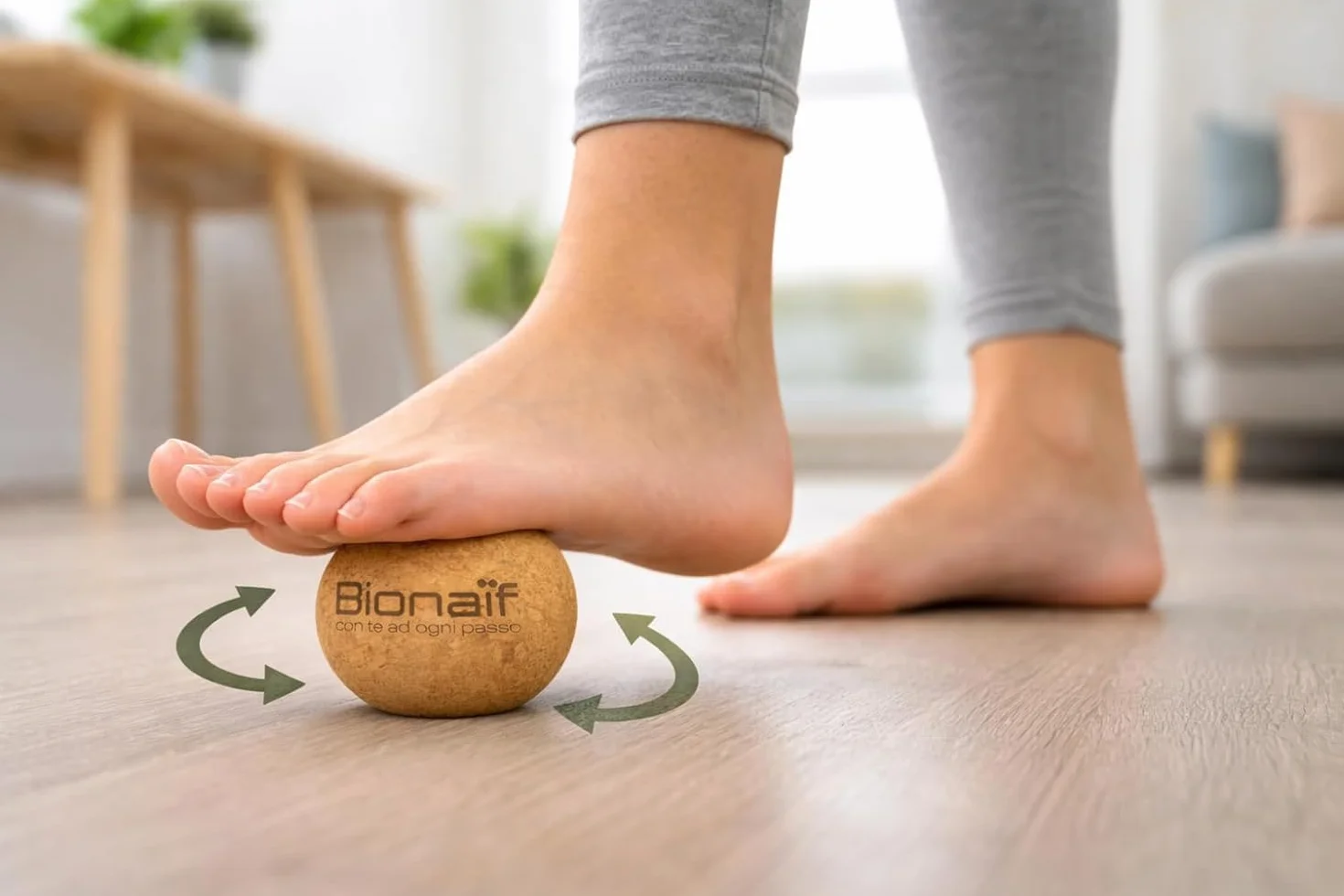 Bionaif Pallina Massaggio Piedi in Sughero Naturale per Fascite Plantare, Trigger Point e Rilascio Miofasciale. Stimola Circolazione e Riduce Tensioni