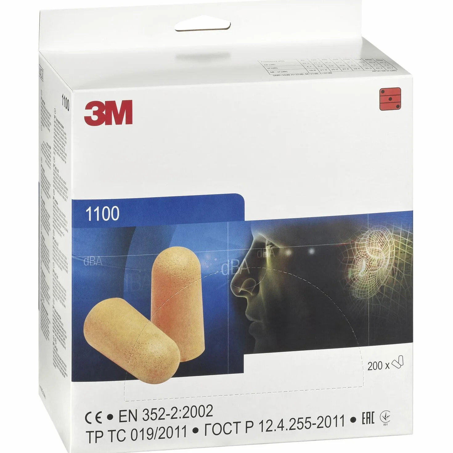3M 1100 Tappi per orecchie arrotolabili in schiuma, 200 pezzi