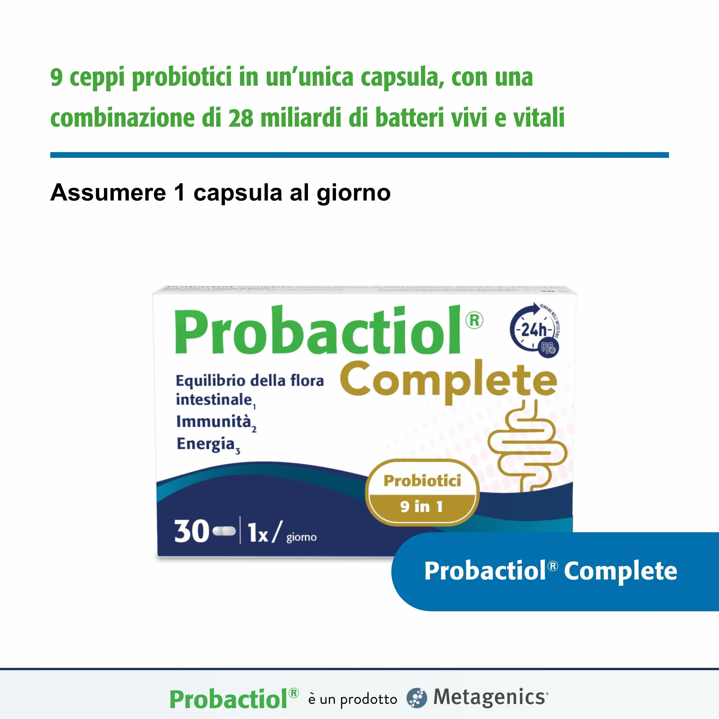 Metagenics Probactiol Complete 30 Capsule - 9 Ceppi Probiotici per Flora Intestinale