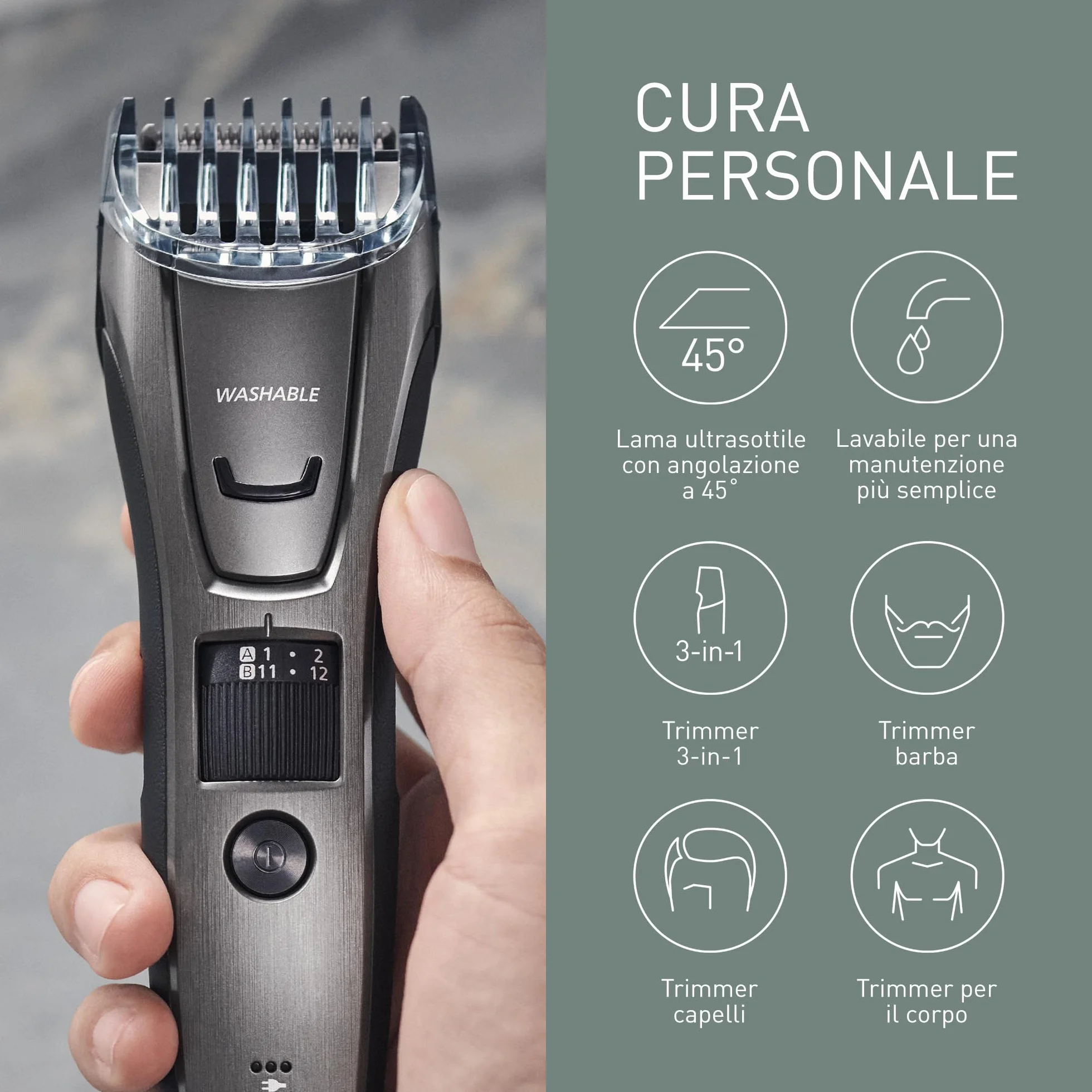 Panasonic WER9605Y - Testina di Ricambio, accessori per ER-GC50, ER-GC70, ER-GB61, ER-GC50, ER-GB80, ER-GB60, ER-GB62, interni lama originali