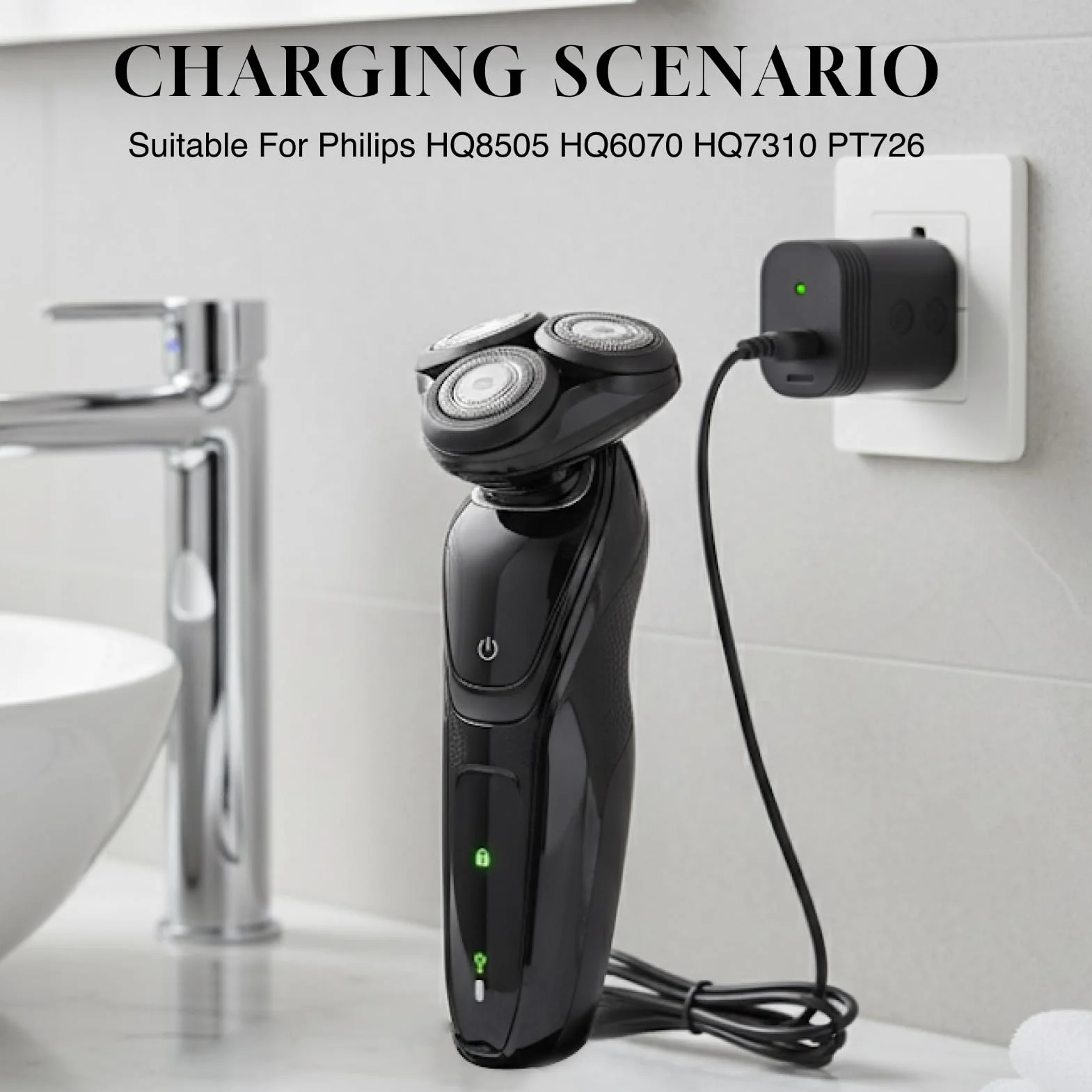 Philips OneBlade Caricabatterie 4,3 V 1,5 m Compatibile A00390 QP2520 QP2620 QP2721 QP2821 MG3720 BT3206 MG3730 MG5720 MG5730