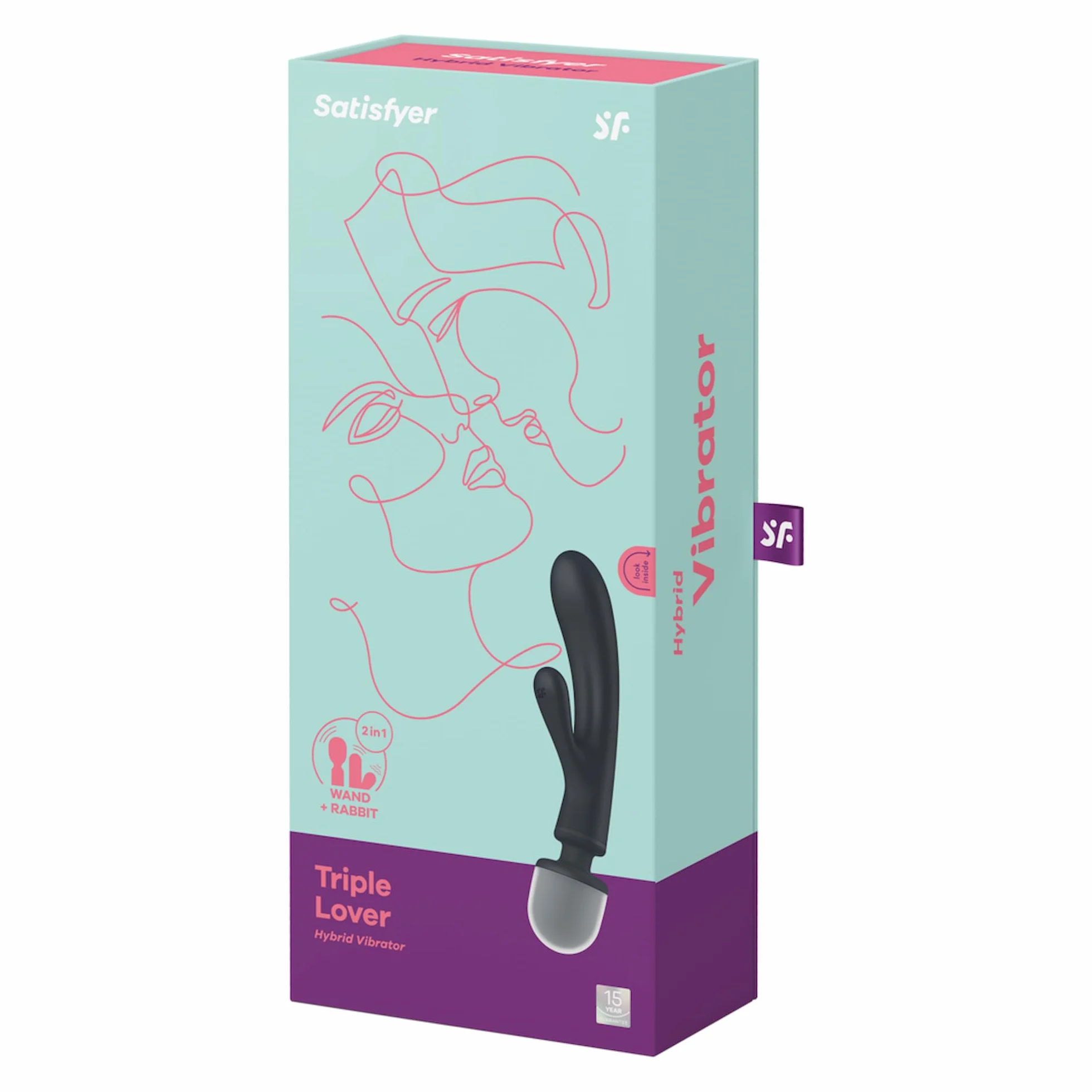 Satisfyer 2 in 1 Triple Lover Dildo Vibratore | Sex Toys multifunzionale | 3 potenti Motori | Impermeabile (IPX7) | Stimolatore del Punto G, del Clitoride e Massaggio | Silicone di alta Qualità