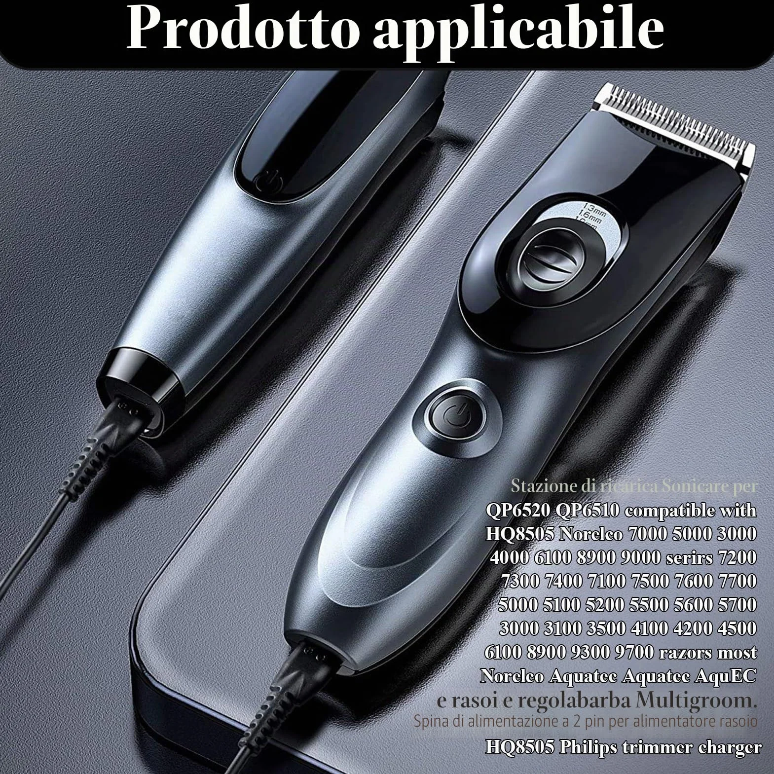 Caricabatteria compatibile Philips OneBlade 15V UE HQ8505 S5000 HQ6070 S9000