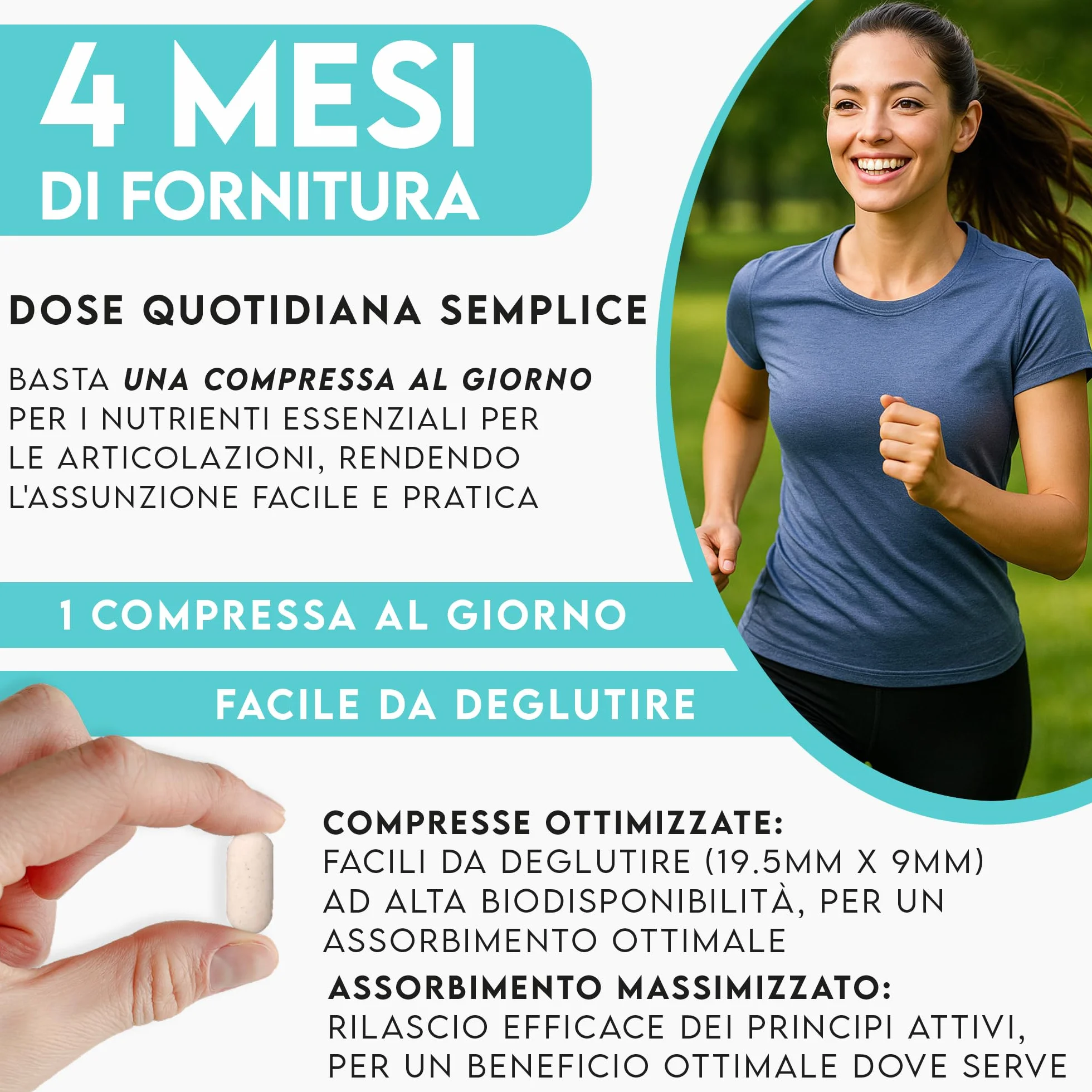 Glucosamina Condroitina MSM 888mg - Integratore Articolazioni e Cartilagine Ginocchio con Collagene, Acido Ialuronico, Vitamina E, Boswellia - 4 Mesi, 120 Compresse da 888 mg