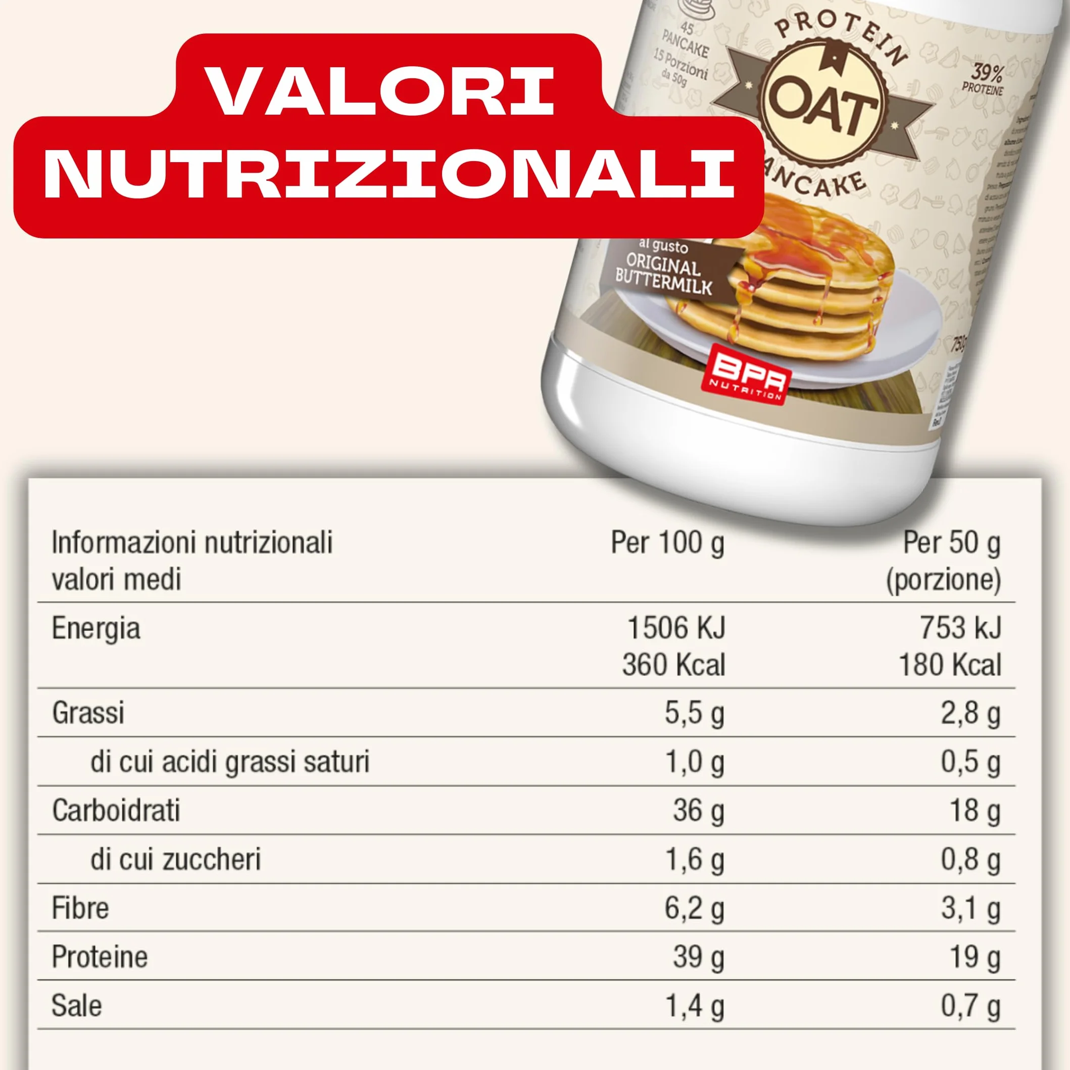 BPR Nutrition Oat Protein Pancake Original - 750 g
