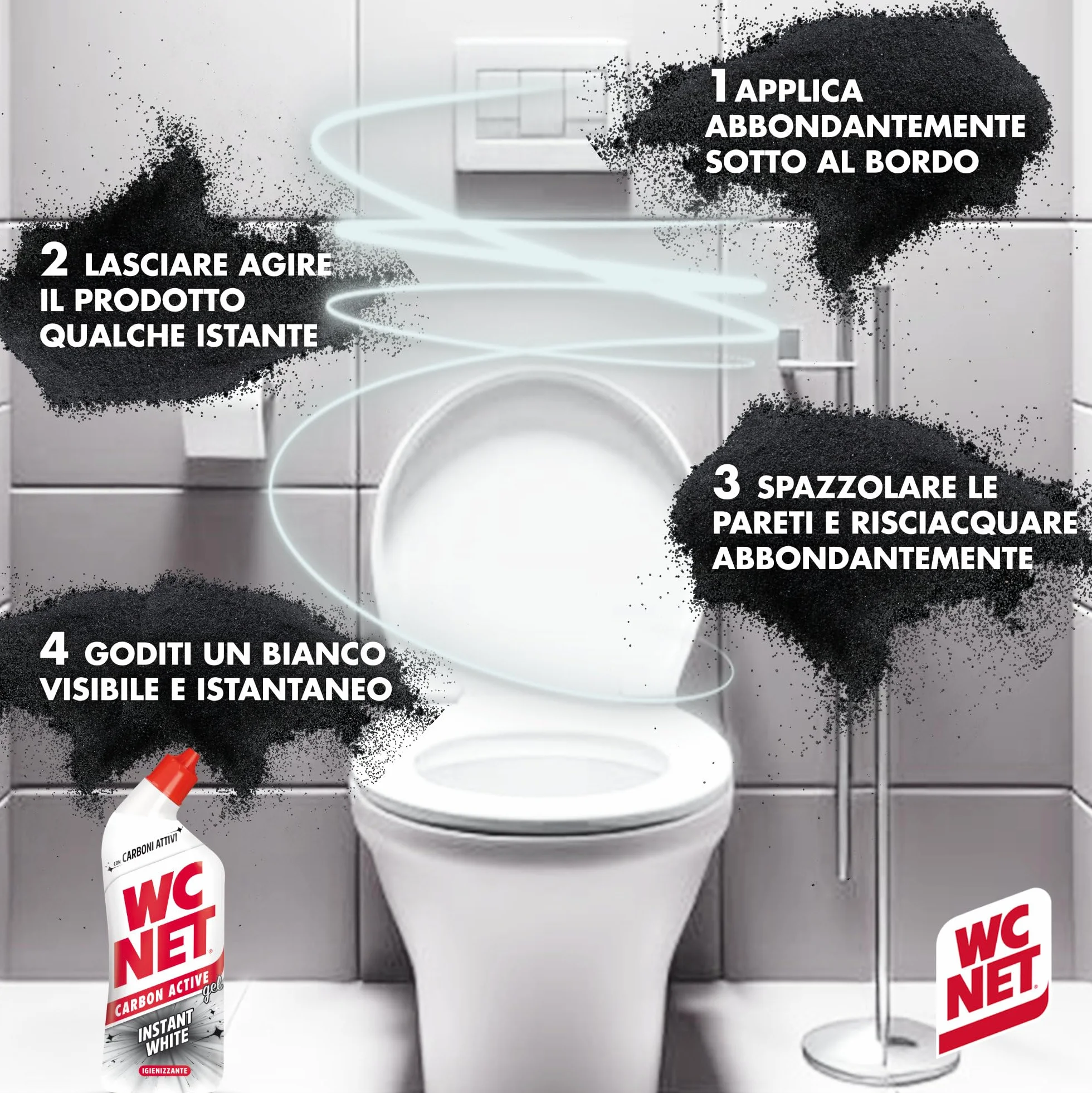 Net Carbon Active Instant White Detergente Liquido WC 700ml x 4 Confezioni