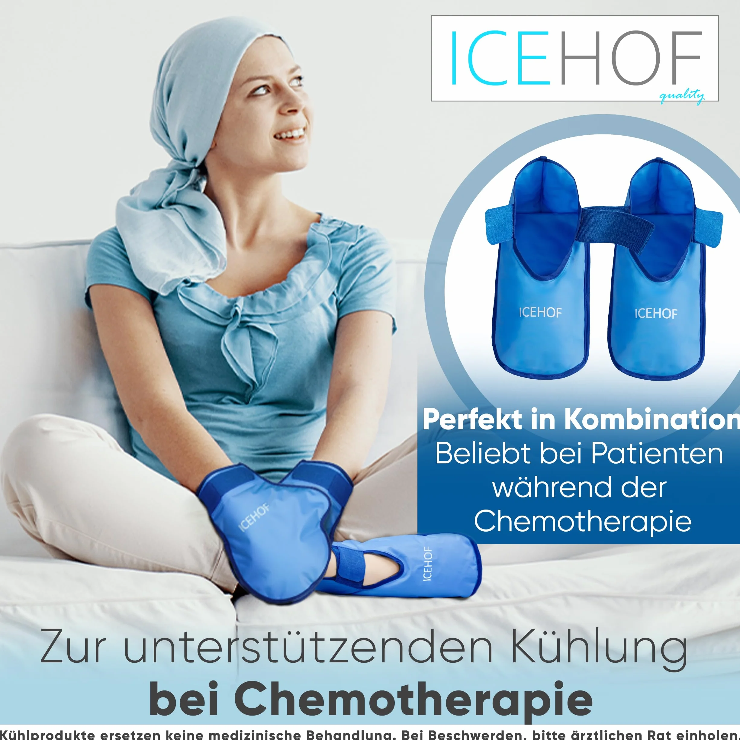 ICEHOF Guanti refrigeranti [2X] Tessuto delicato – Guanti rinfrescanti per mani/dita per chemioterapia/reumatismi, guanti in gel