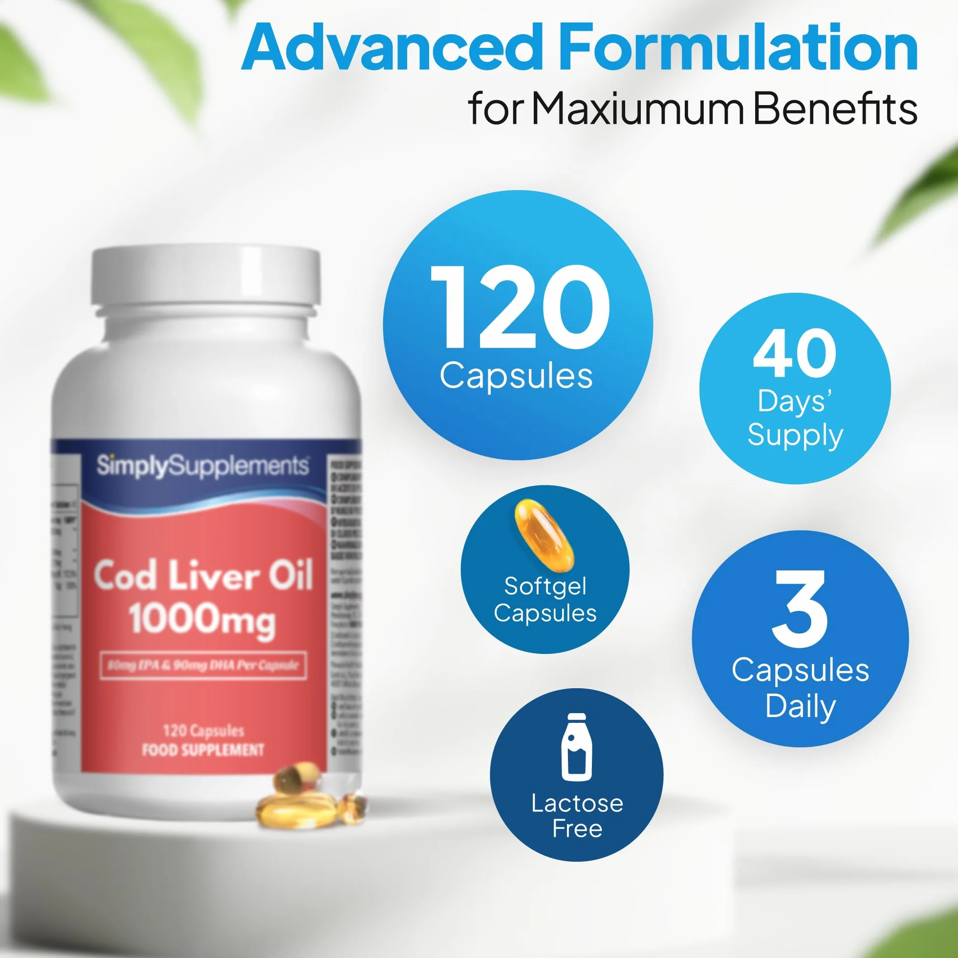 Olio di fegato di merluzzo 1000 mg 120 capsule SimplySupplements