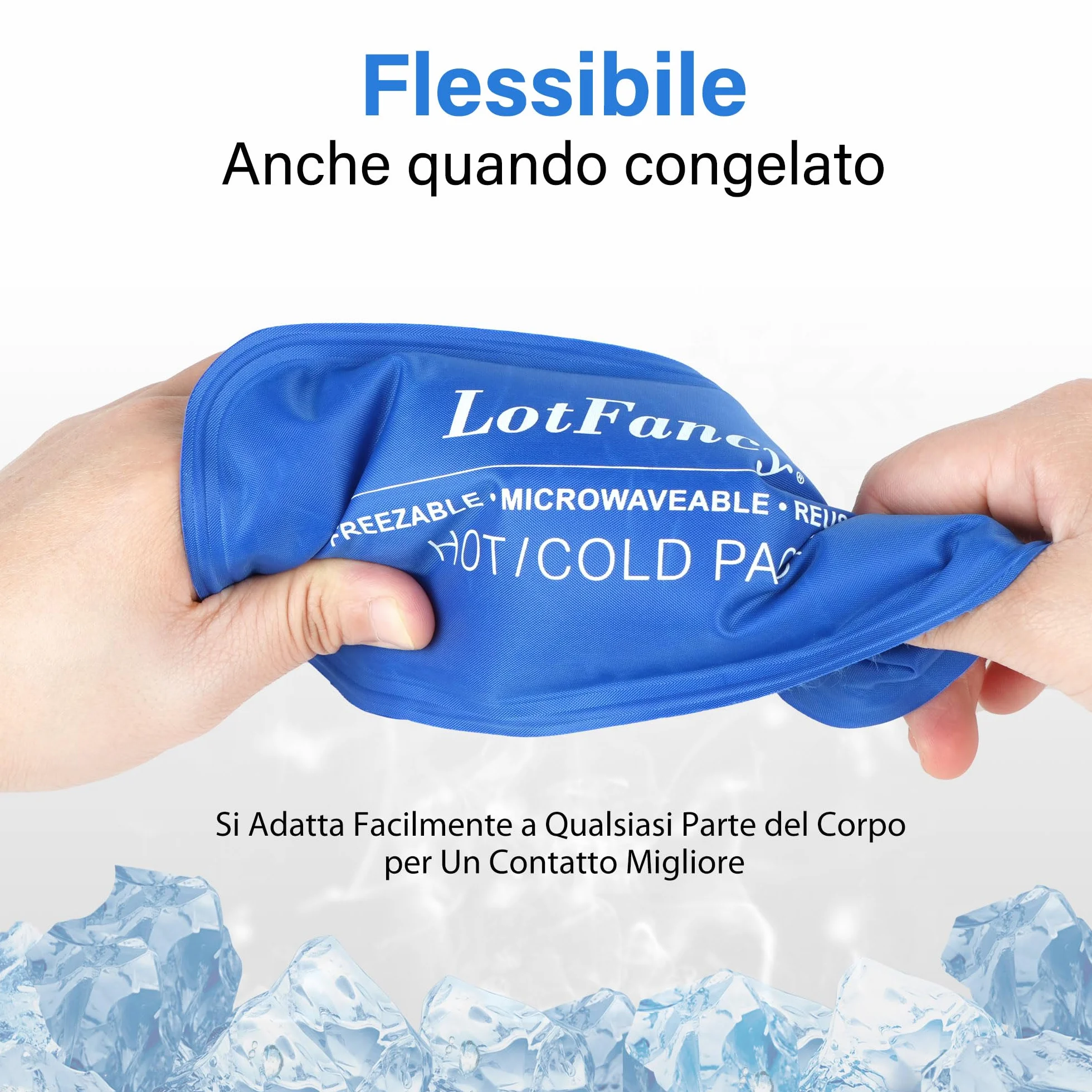 LotFancy Ghiaccio Gel Riutilizzabile, 2 Cuscinetti Gel Caldo Freddo per Gomito, Ginocchio, Collo, Caviglia