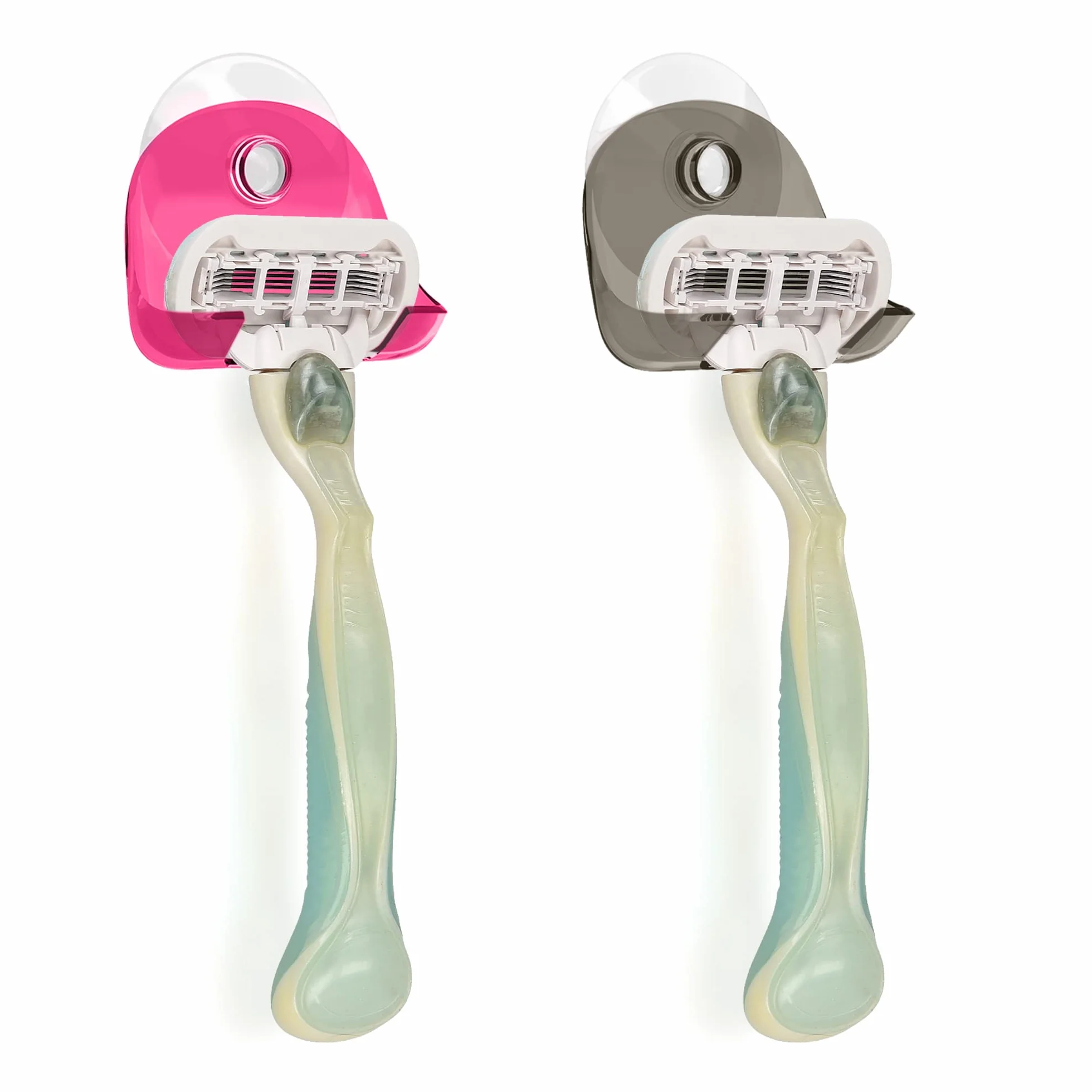 kwmobile Porta Rasoio a Ventosa - 2X Supporto Porta Lametta Universale da Parete - Organizer Universale Bagno per rasoi Gancio da Appendere - No Trapano