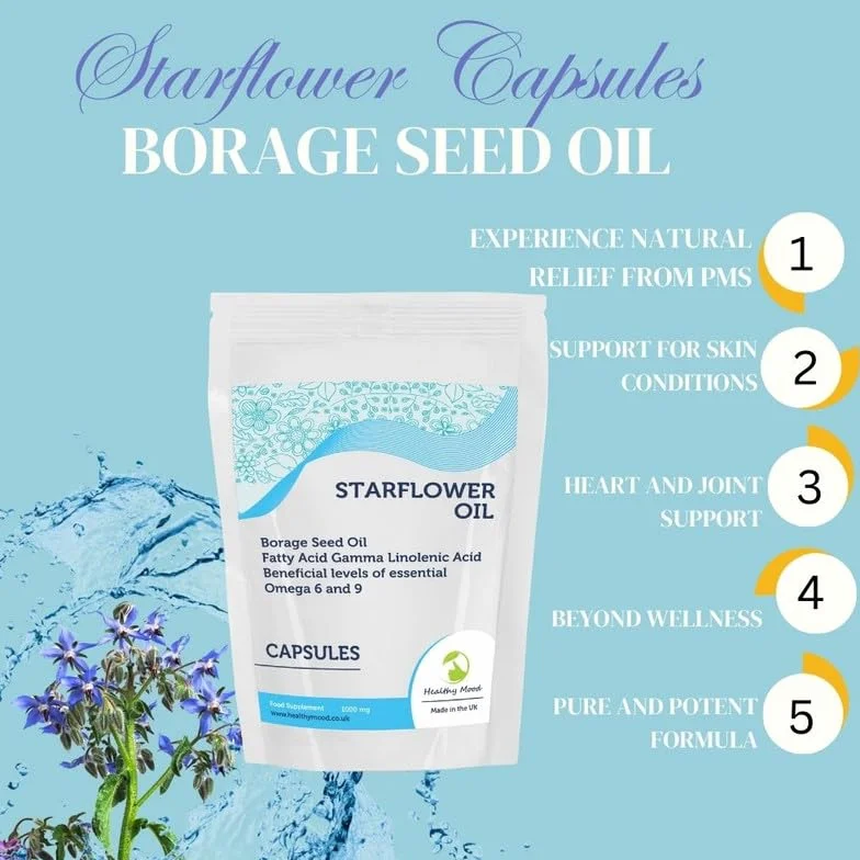 Olio di semi di borragine Starflower 1000 mg GLA 500 capsule