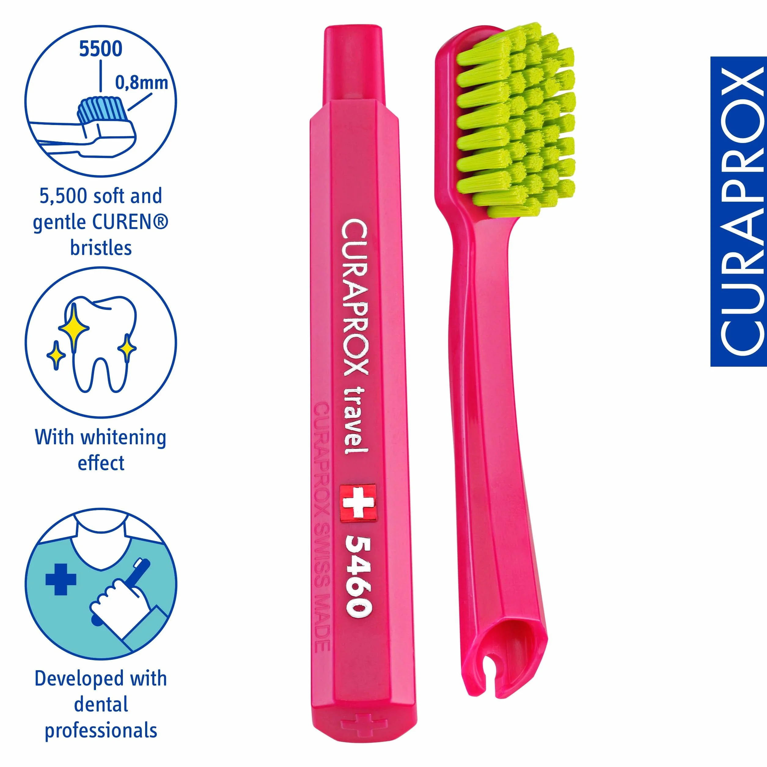 Curaprox Travel Kit-CS 5460 Spazzolino da denti con dentifricio "Be You" | 2 Scovolini CPS Prime 07 e 09 / Dental Care Kit 9,5 cm x 6 cm/Blu/Made in Switzerland