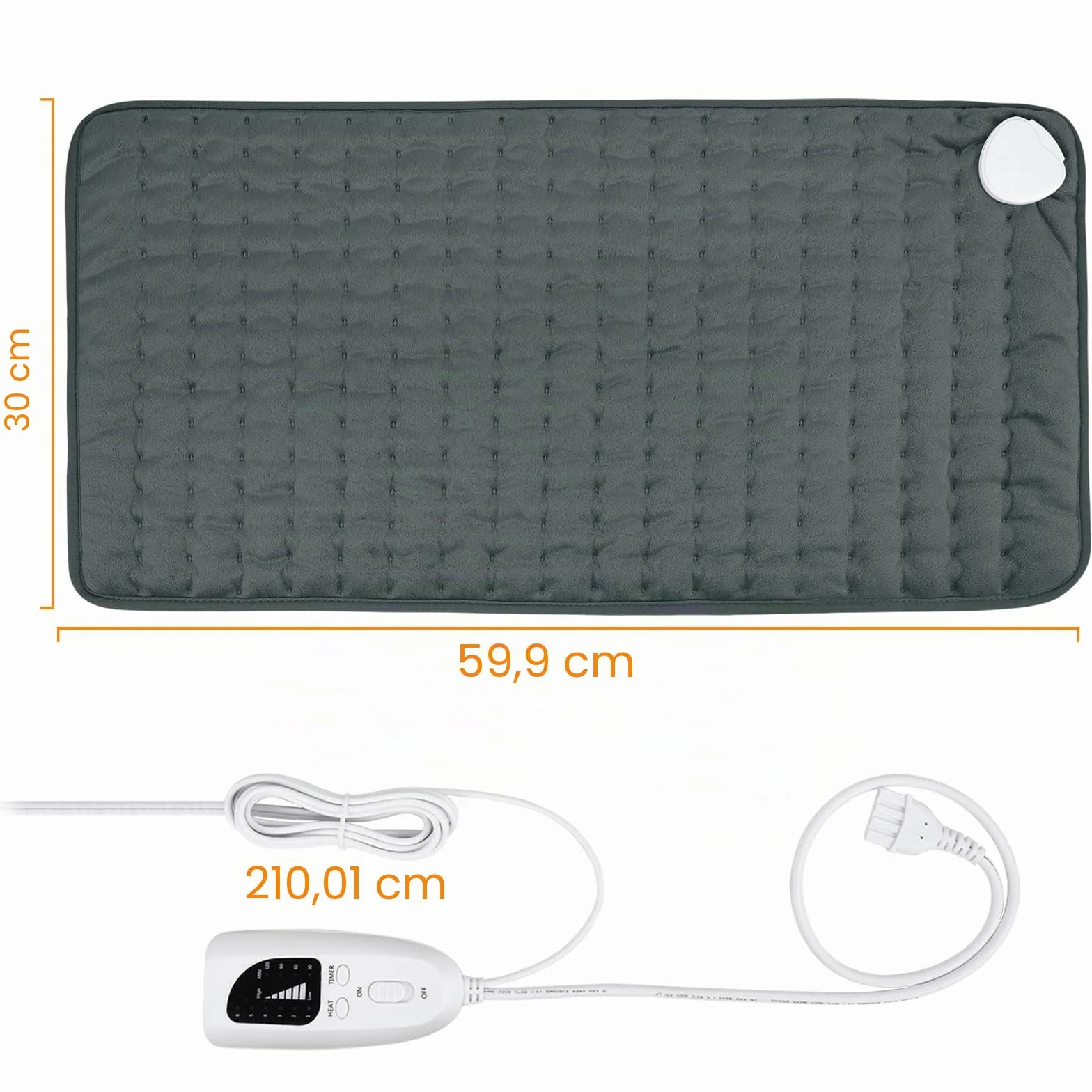 Termoforo Elettrico, Pad Elettrico con Spegnimento Automatico e 6 Livelli di Temperatura, Pad Riscaldante per Schiena, Spalla, Pancia Tecnologia di Riscaldamento (Gris Oscuro, 30x60 cm)