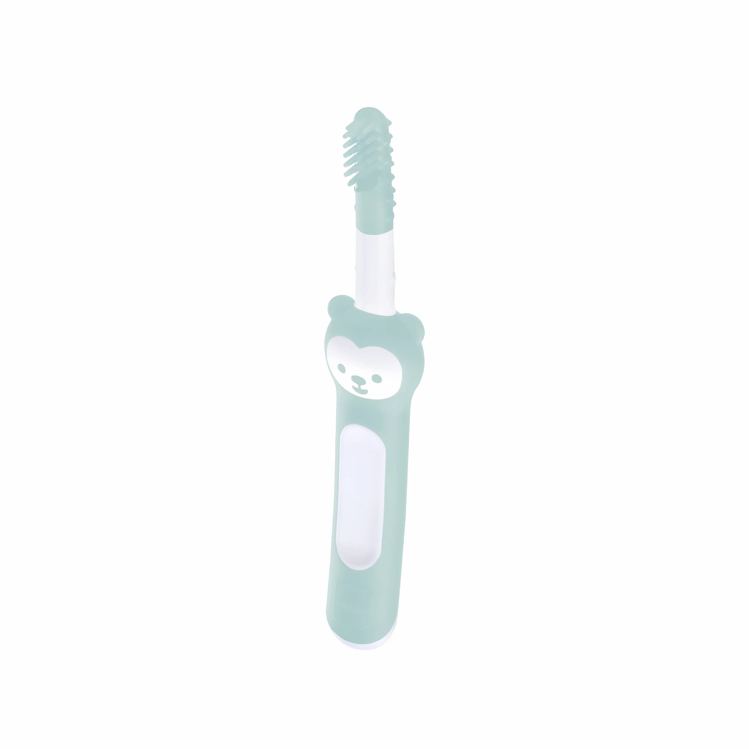 MAM Spazzola massaggiante con setole morbide in silicone, adatta ai bambini alla pulizia quotidiana dei denti, spazzolino da denti per alleviare il mal di denti, dai 3 mesi in su, turchese