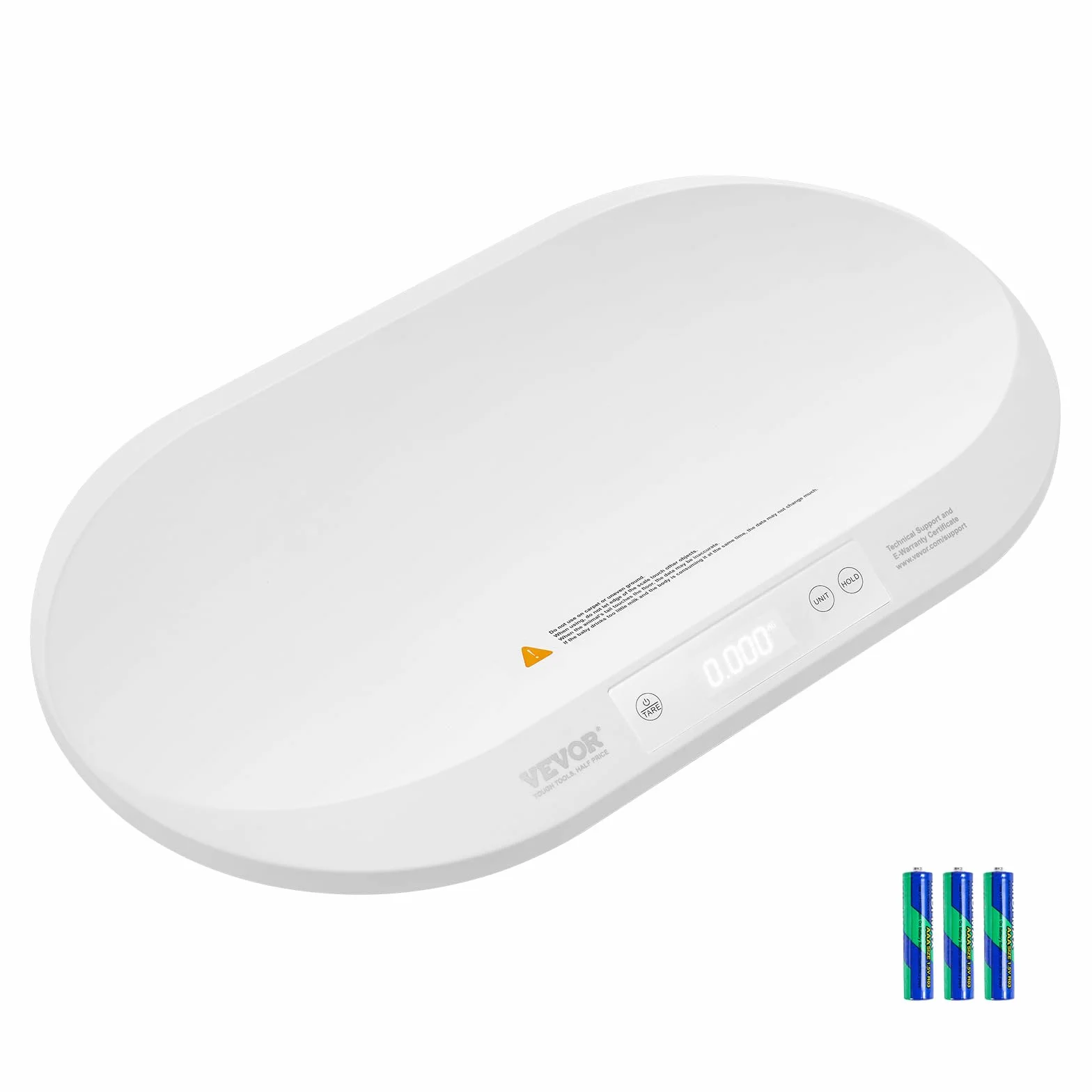 VEVOR Bilancia Digitale per Neonati con Metro a Nastro, Capacità 40 kg, Funzione Hold & Tare