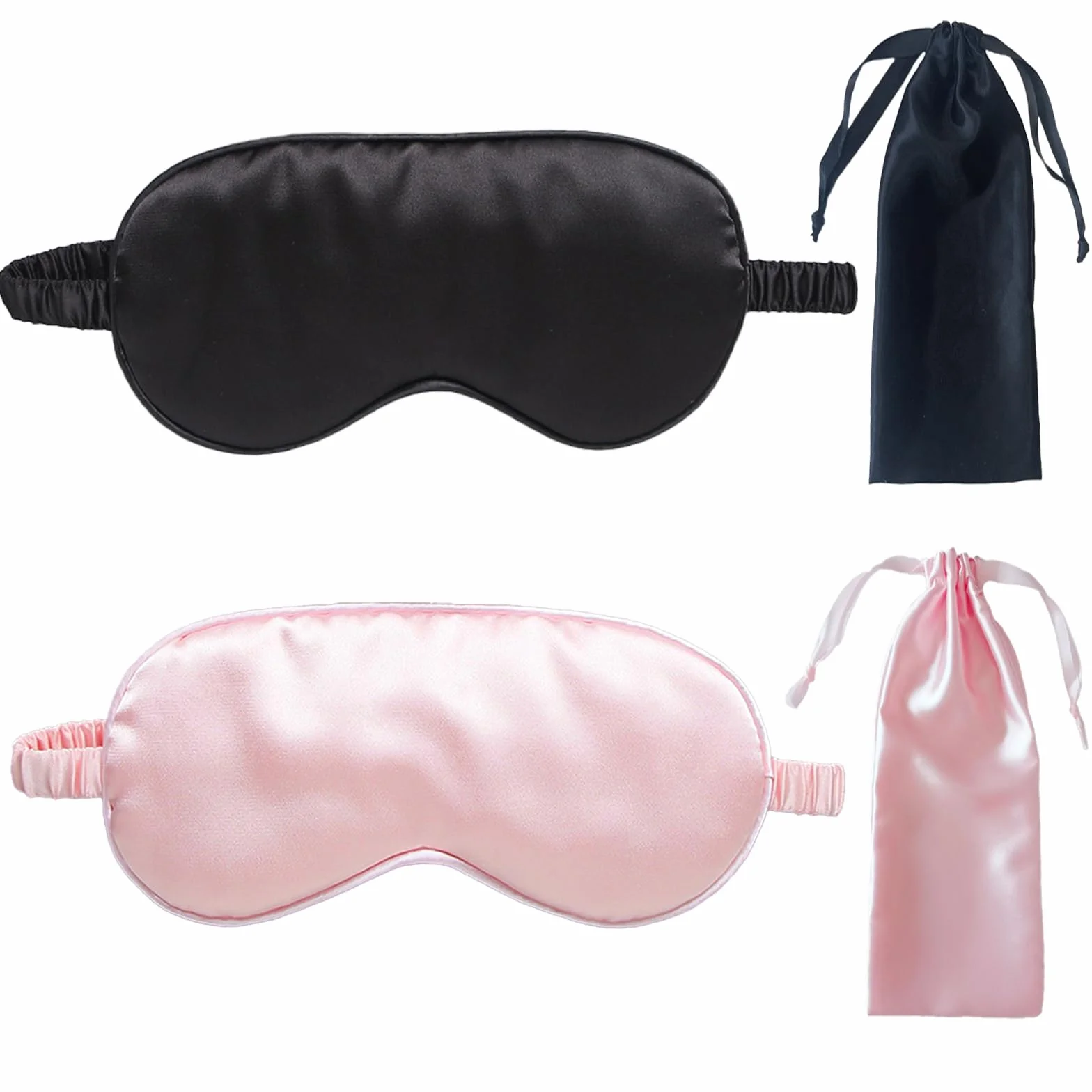 KEYRI 4 Pezzi Mascherina per Dormire per Donne, Maschera per Dormire Seta Mascherina per Occhi Antiluce e Morbida Mascherina Occhi per Dormire per Viaggi Pisolino con Fascia Elasticità