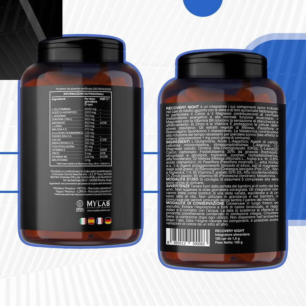 VIKING's Integratore Glutammina, Arginina, Lisina, Acido Aspartico, ZMA, Fosfatidilserina, Ornitina OKG | Post Workout per Recupero Muscolare Notturno, Riduce Stanchezza e Migliora il Sonno