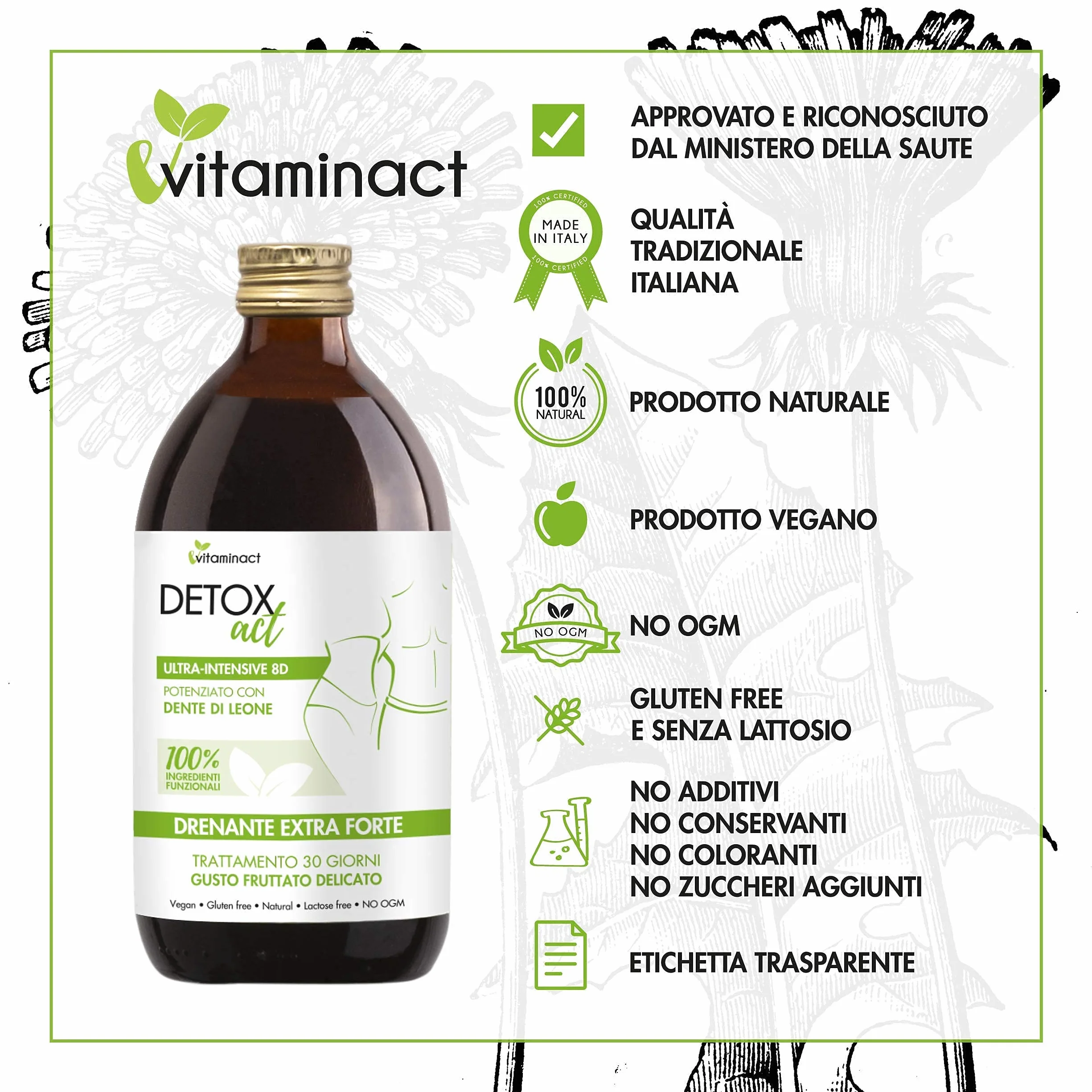 Drenante Forte Dimagrante Donna Uomo - Brucia Grassi - Detox Diuretico Depurativo Antiossidante Anticellulite Snellente Pancia Fianchi