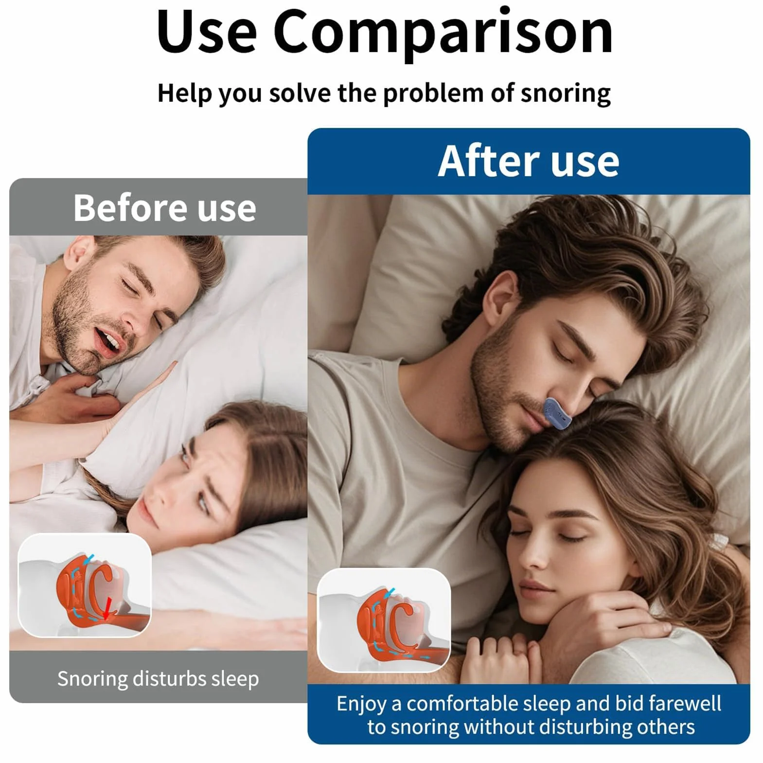 Macchina CPAP per Apnea Notturna Silenziosa, Dispositivo Anti-snoring, Mini CPAP Device, Russare per L'aiuto Addormentato, Migliora la Respirazione e Il Sonno Blue