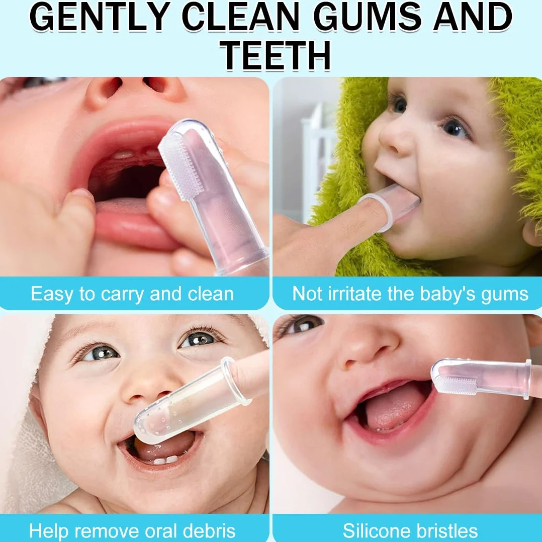 16 Pezzi Spazzolino Morbido & Sicuro da Denti per Bambino, Spazzolino da Denti di Dito in Silicone, Spazzolini per Neonati in Silicone, Spazzolini per Bebè e Bambini Piccoli, Senza BPA