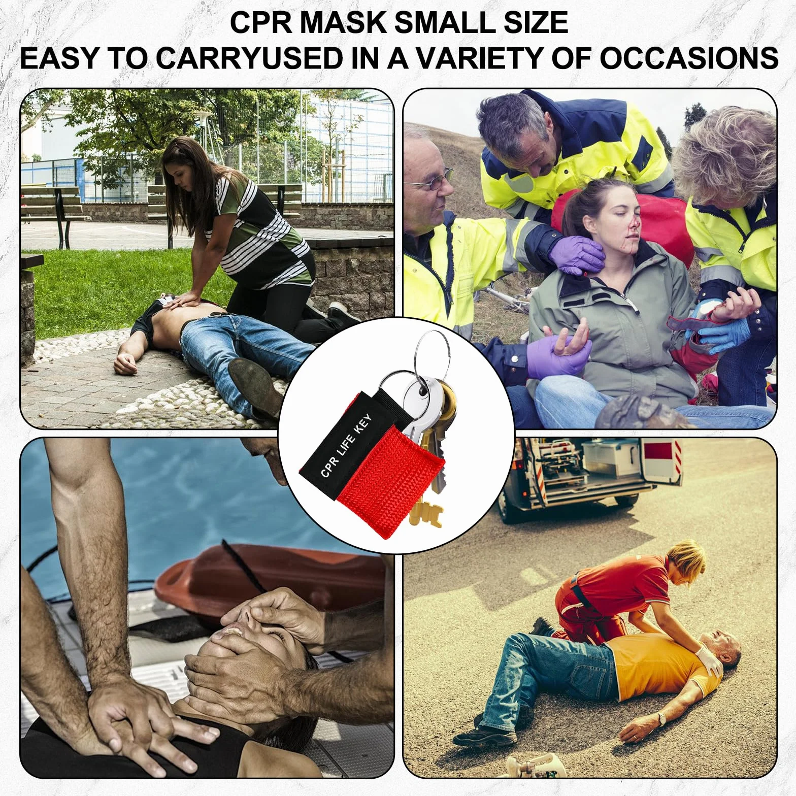 Mascherina Respiratoria Portachiavi CPR con Valvola di Ritenuta per Primo Soccorso e Addestramento AED (Rosso)
