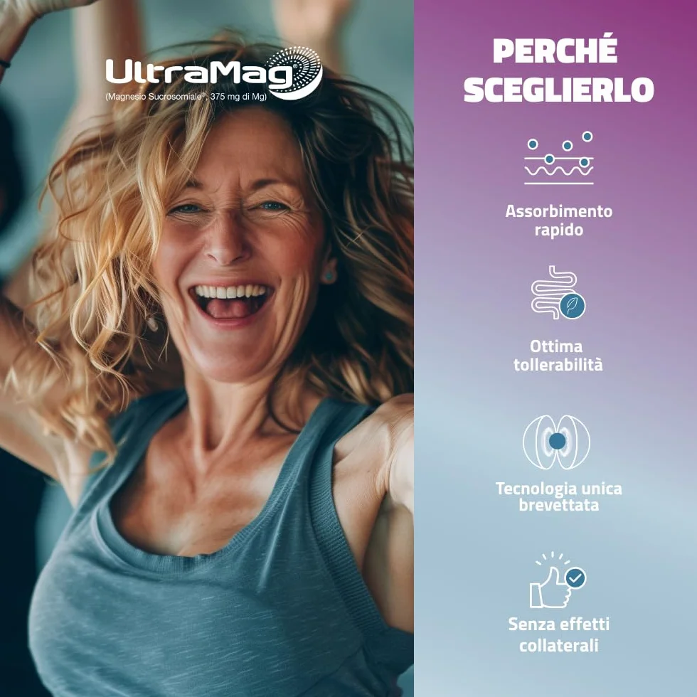 UltraMag Integratore di Magnesio Sucrosomiale 375 mg, Alto assorbimento, Riduce stress e affaticamento, 20+20 bustine, Pharmanutra