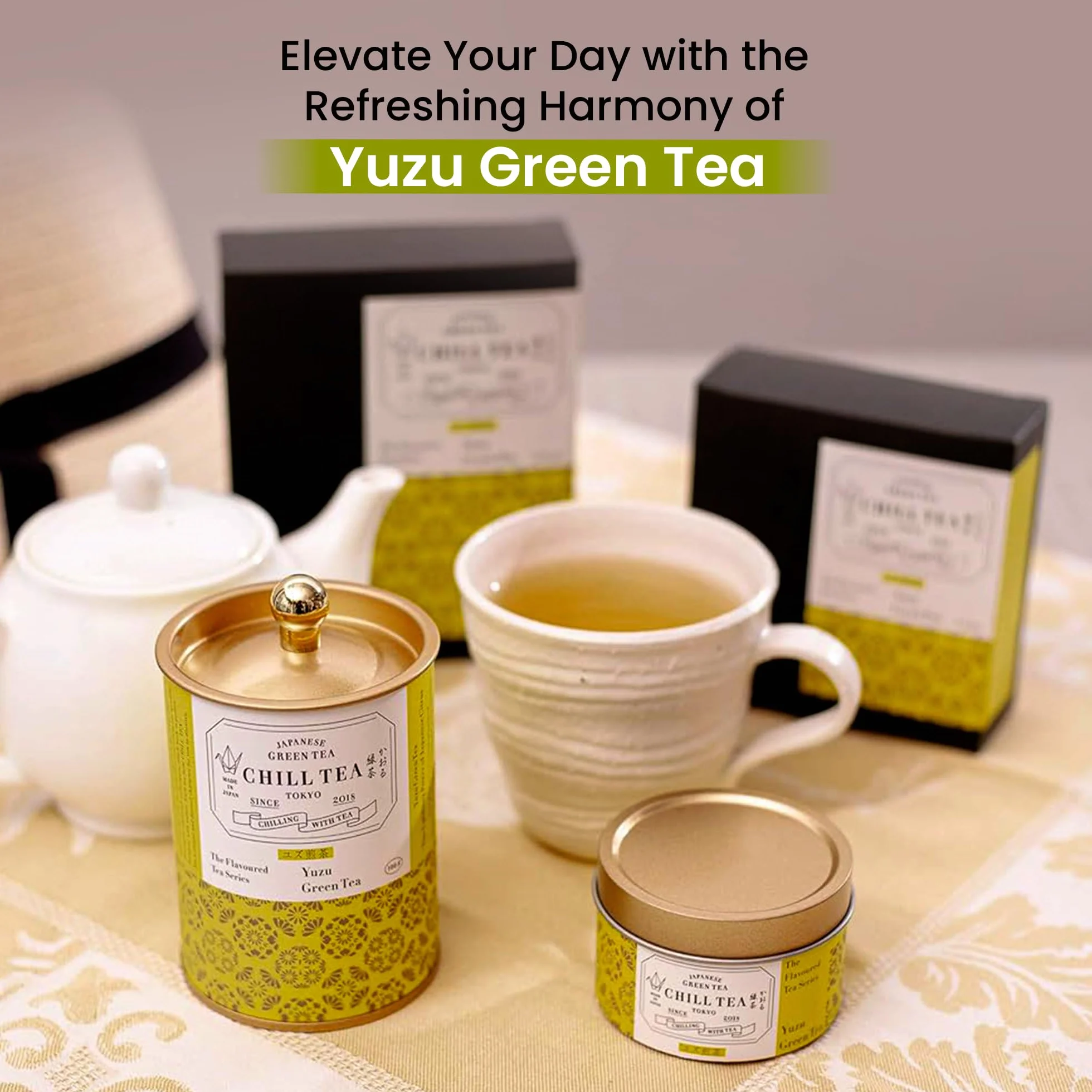 Tè verde agli agrumi Yuzu di CHILL TEA Tokyo - Tè verde 100% giapponese a foglie sfuse con agrumi giapponesi - Sapore fresco e fruttato (100g)