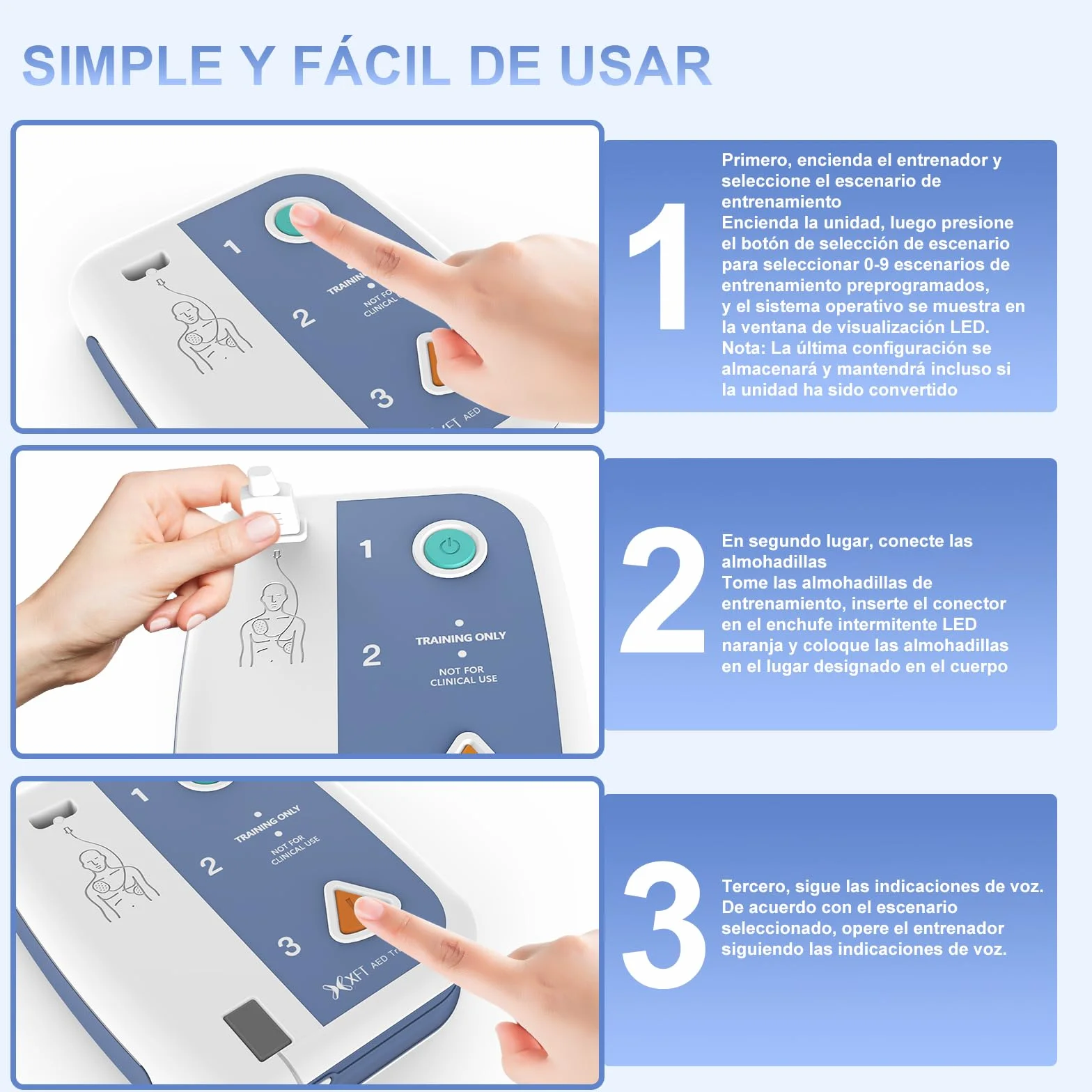 AED Trainer XFT 120C+ annunci vocali Spagnolo Inglese telecomando