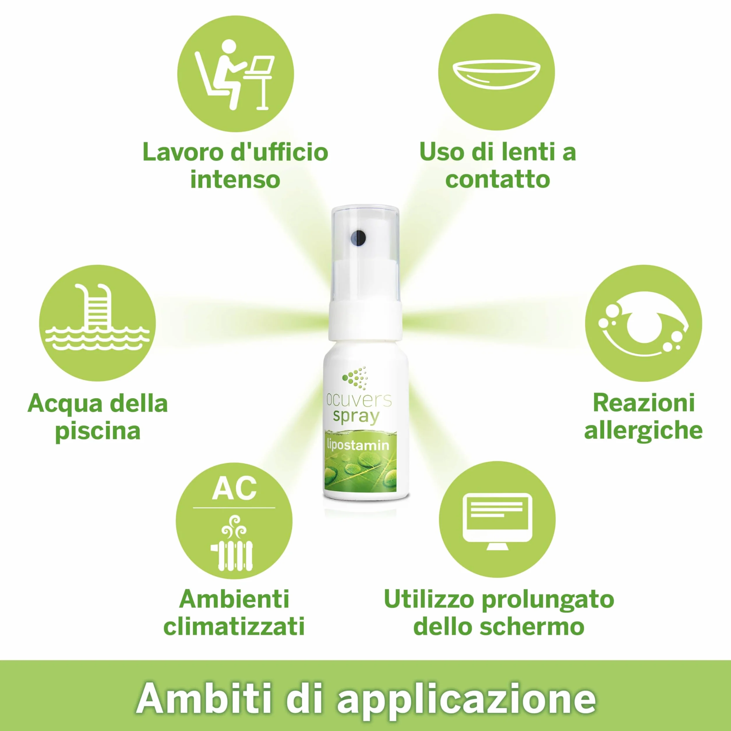 Ocuvers Lipostamin Spray Oculare con Eufrasia 15 ml - Occhi Arrossati, Senza Conservanti, Antiallergico