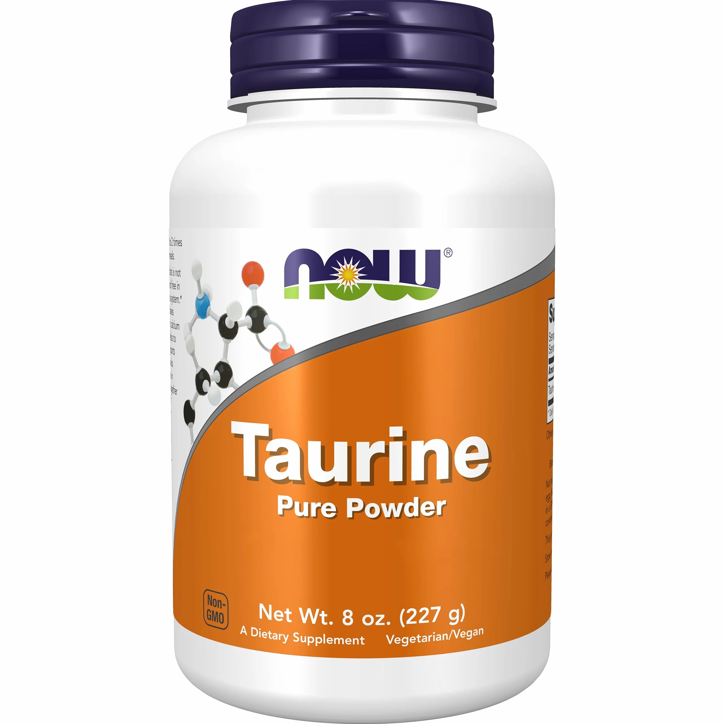 Now Foods, Taurine, Forma Libera, 227 g Polvere vegana, Testata in Laboratorio, Senza Soia, Senza Glutine, Non OGM, Vegetariana