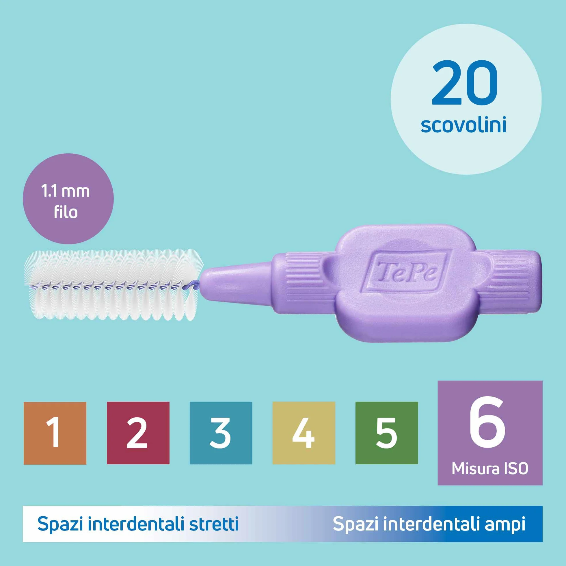 TePe Scovolino Extra Soft 1.1mm ISO 6 20pz do czyszczenia przestrzeni międzyzębowych