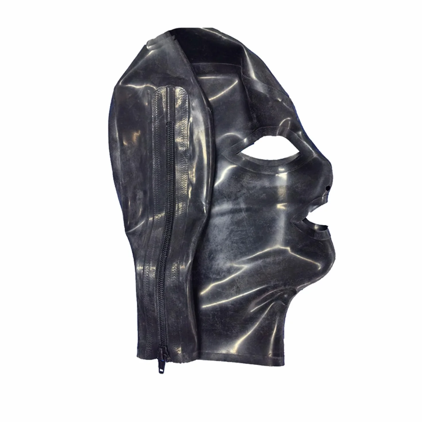 Cappuccio in Lattice Nero Uomo Donna Maschera Gomma Respirazione Narici Accessori Feste