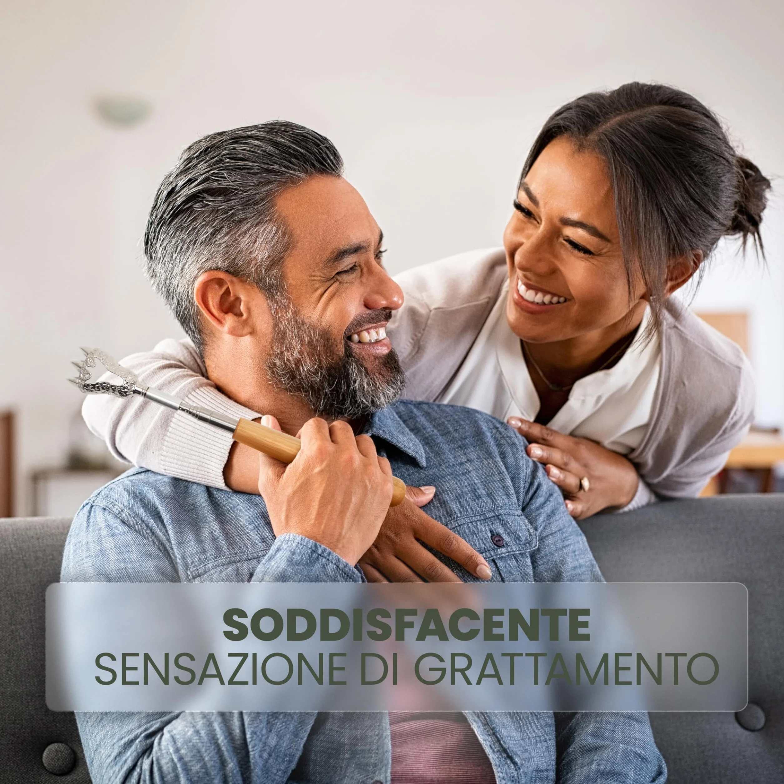 BAMBUA Manina Grattaschiena Allungabile - (Include 5 Accessori) Manico in Bambù - Per Sensazioni di Grattamento Soddisfacenti - Gratta Schiena Mano Allungabile - Grattino Schiena - Idea Regalo