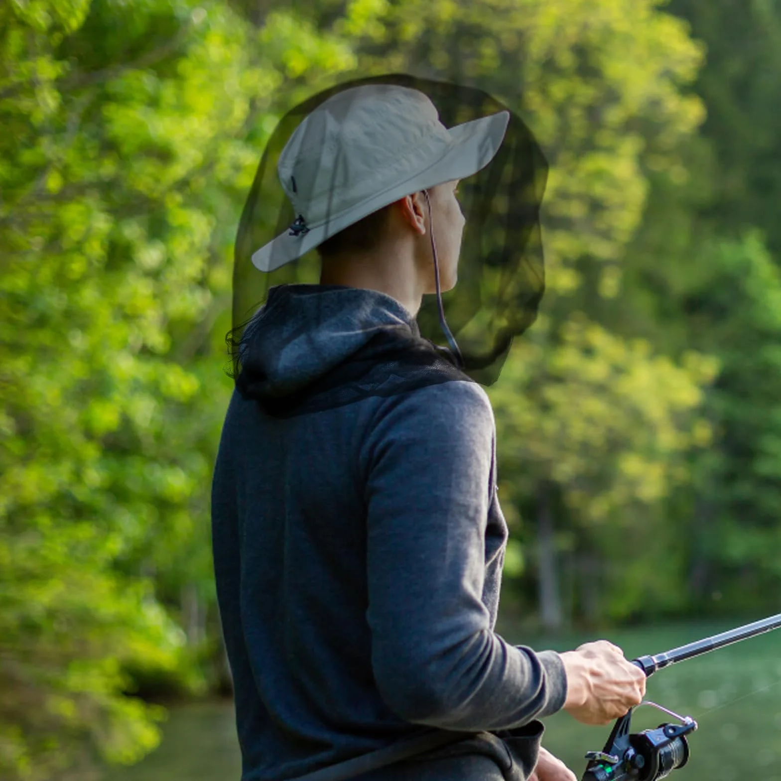 Zanzariera per insetti Ultra grande e lunga fori extra fini Head net per campeggio escursioni safari Esterni protezione da mosche