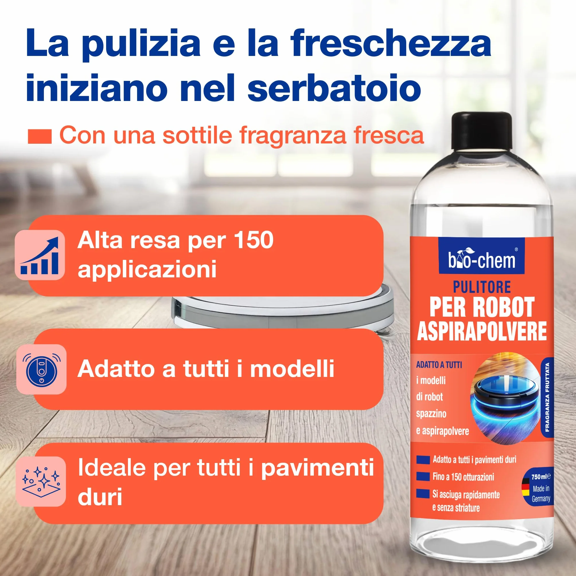 Detergente per pavimenti per Robot Hoover 0,75L + Bicchiere di misurazione