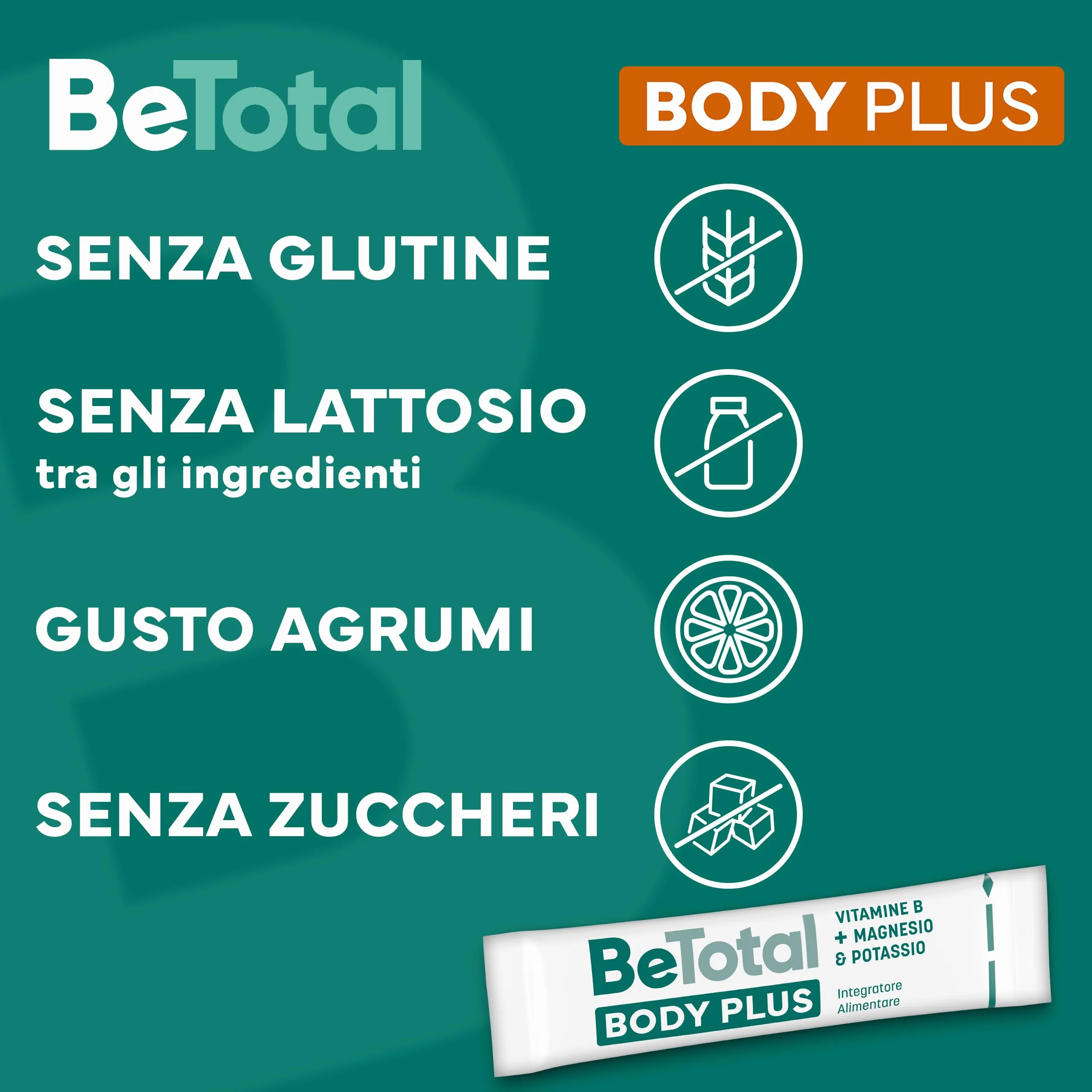 Be-Total Body Plus Integratore Alimentare Vitamine B Magnesio Potassio 20 Bustine