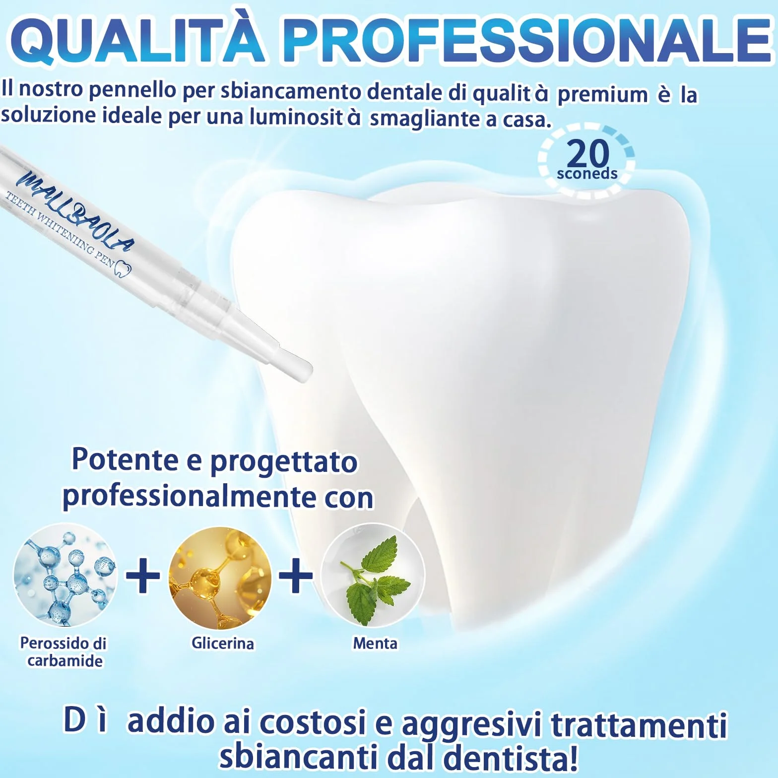 Profesjonalny zestaw penna sbiancante per denti (4 penne), gel sbiancante dentale, sbiancanti denti istantanei