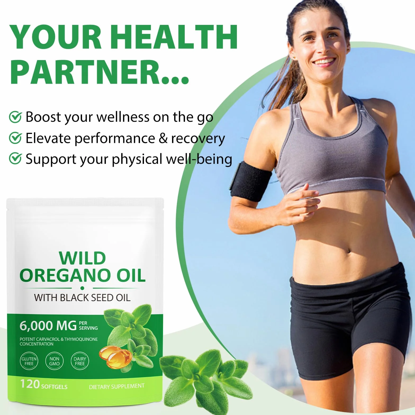 Olio di origano 120 capsule con olio di semi neri Non OGM