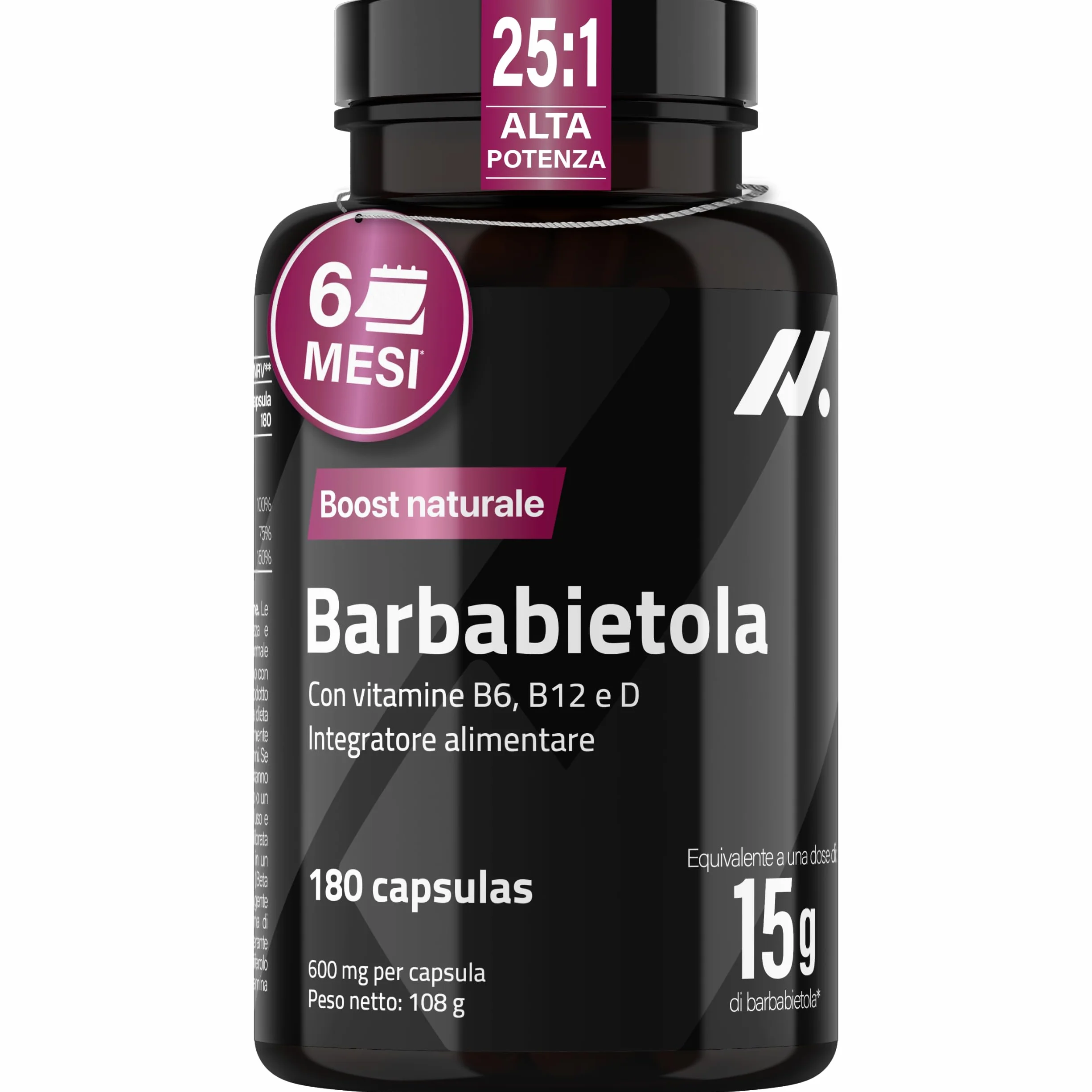Barbabietola 25:1 180 Capsule Vegane Supporto Ossido Nitrico Nitrati Naturali Vitamine B6 B12 D Energia senza Caffeina