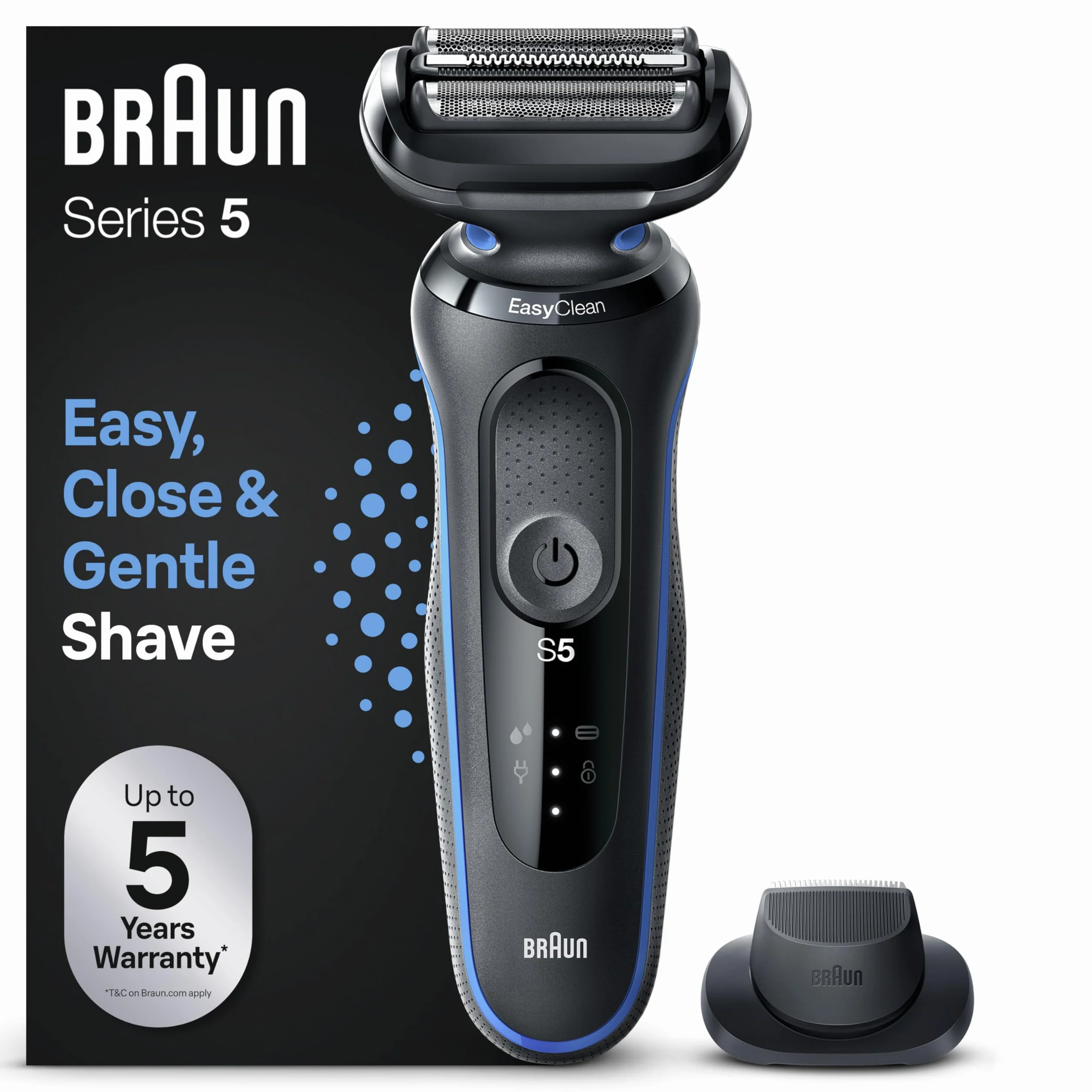 Braun Series 5 Regolabarba Uomo Rasoio Elettrico Barba Wet&Dry Ricaricabile Razor 51-B1200s Blu