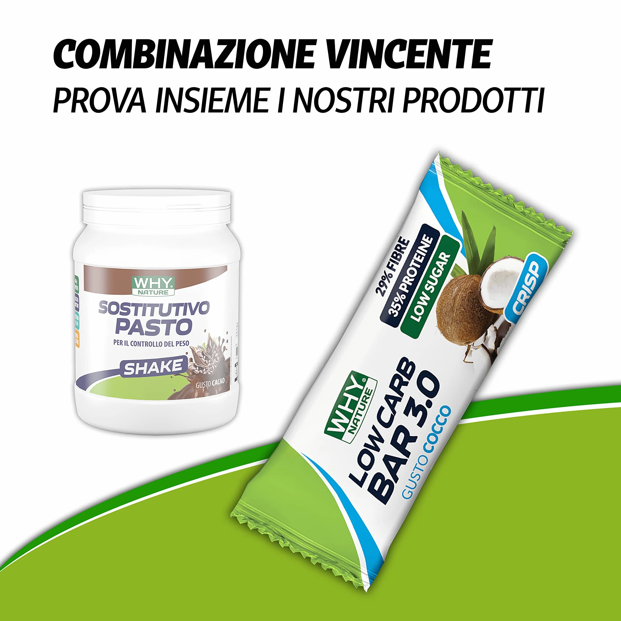 WHY NATURE SOSTITUTIVO PASTO - Sostitutivo Pasto - A Base di Proteine del Latte in Polvere, Carboidrati, Vitamine e Minerali - Senza Glutine - Gusto Cacao - 480 Gr